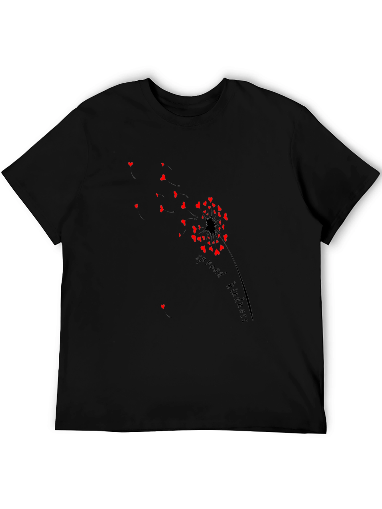 Black Spread Kindness T-Shirt - Heart Dandelion view 5