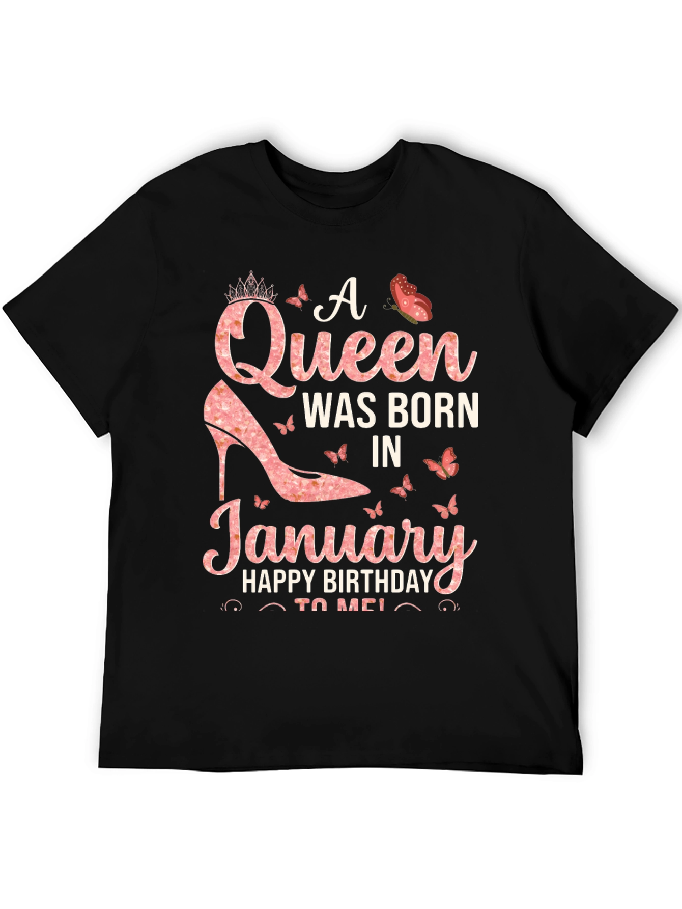 Black A Queen Was Born In January T-Shirt view 5