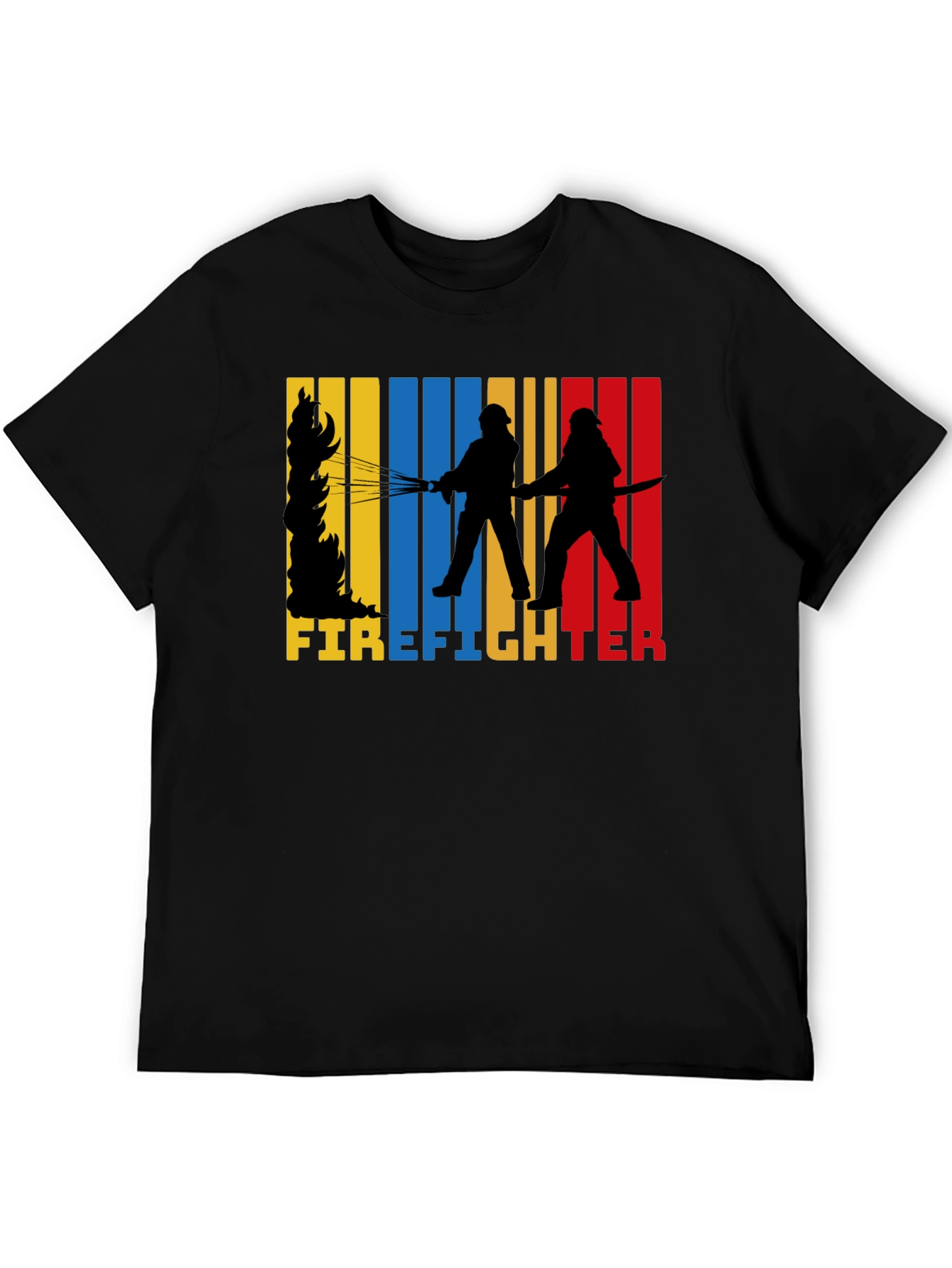 Black Firefighter Graphic Tee - Black Cotton T-Shirt view 5