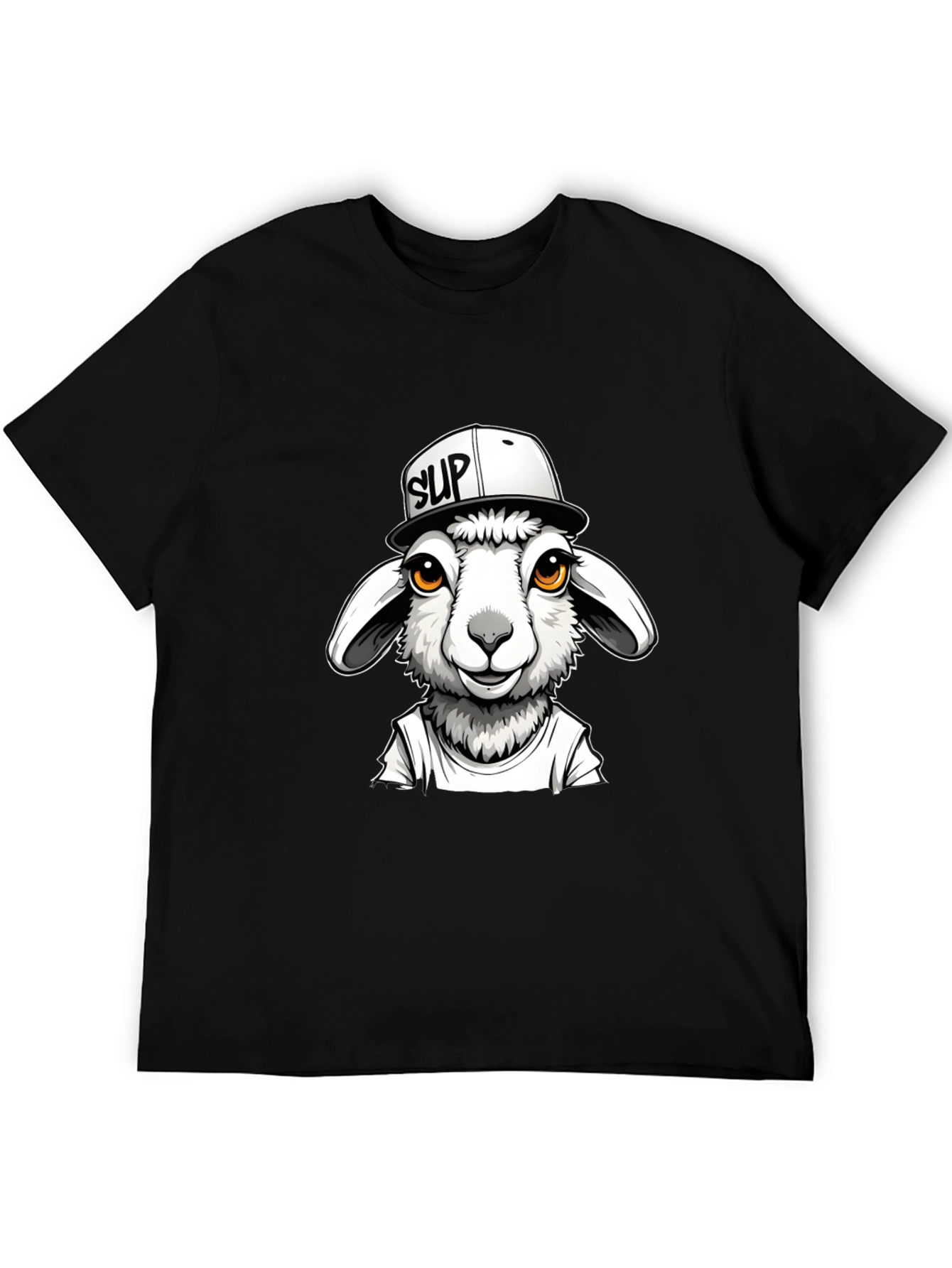 Black Cool Sheep Graphic Tee - Black Casual T-Shirt view 5