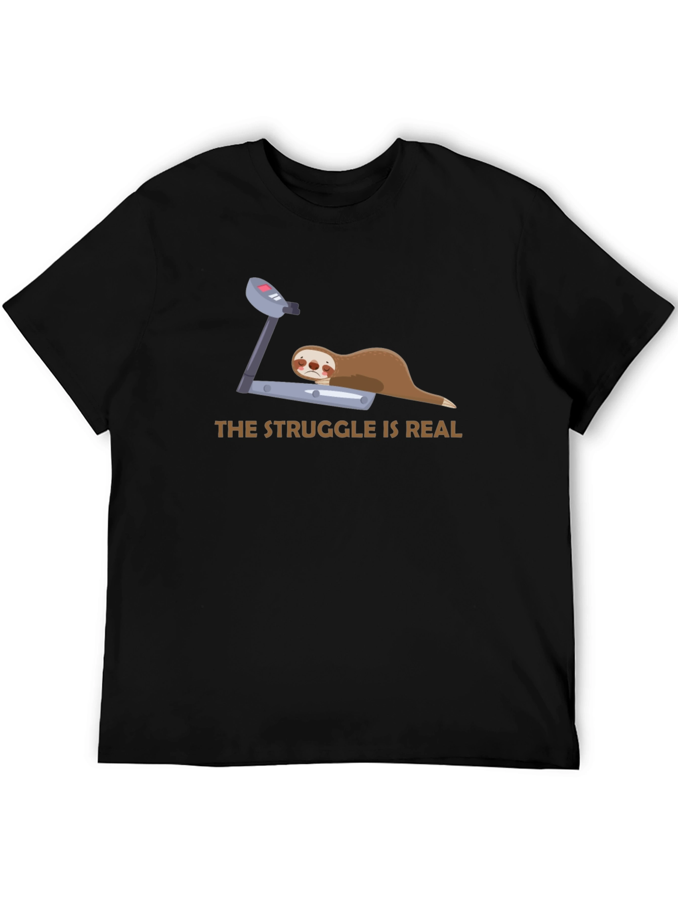 Black The Struggle Is Real Sloth T-Shirt view 5