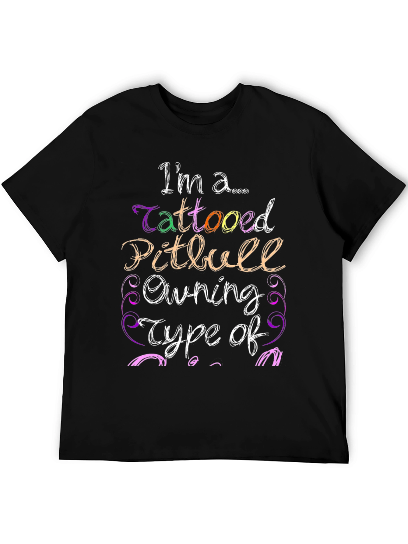 Black Tattooed Pitbull Owning Type T-Shirt view 5