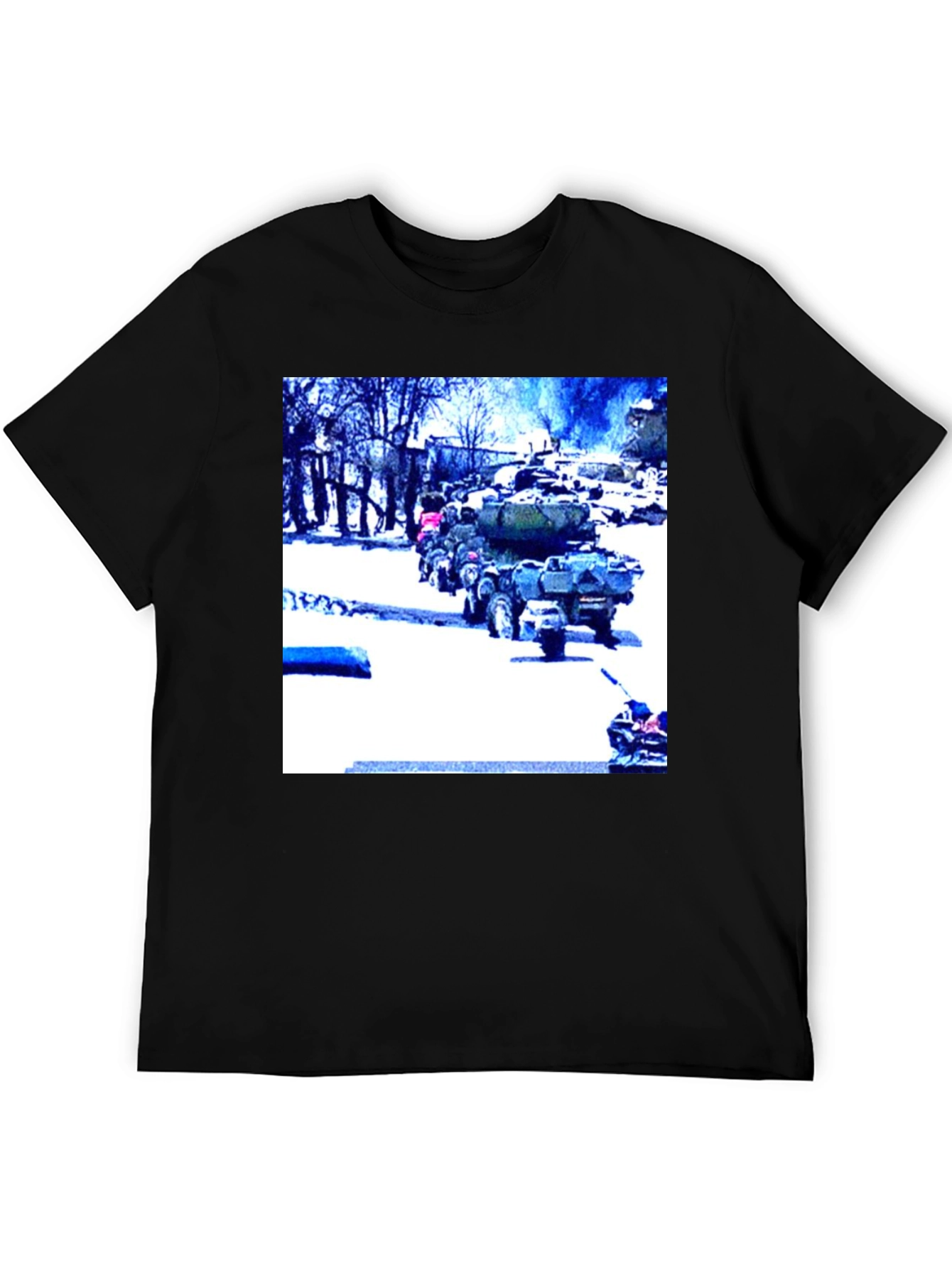 Black Military Vehicles on Black T-Shirt view 5
