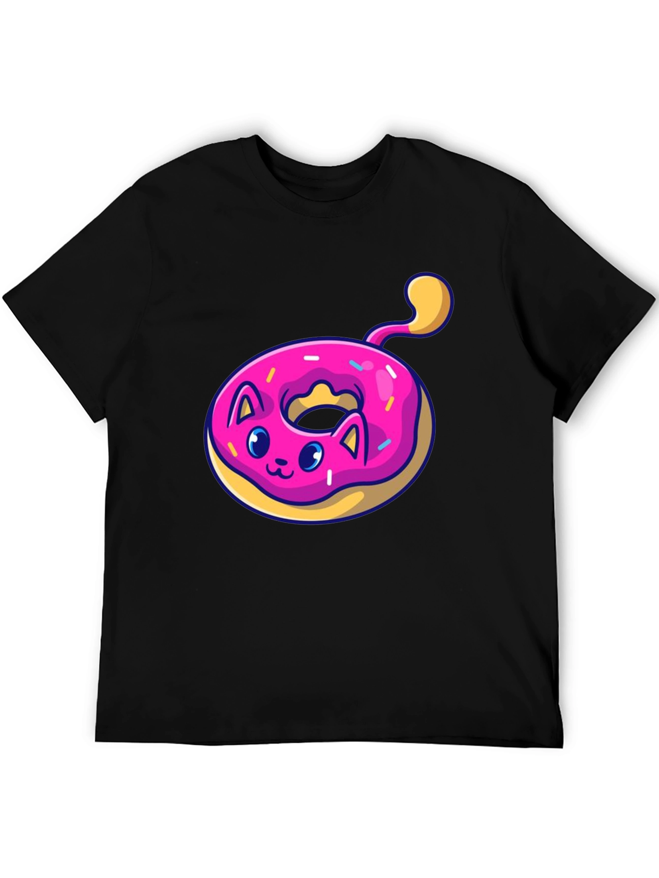 Black Cat Donut T-Shirt: Cute & Playful Black Tee view 5