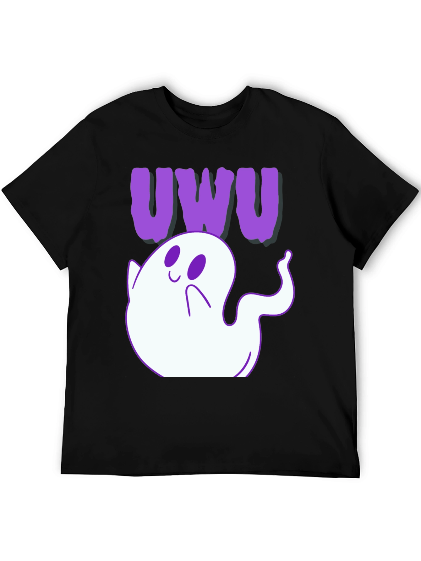 Black Cute Ghost "UWU" T-Shirt view 5