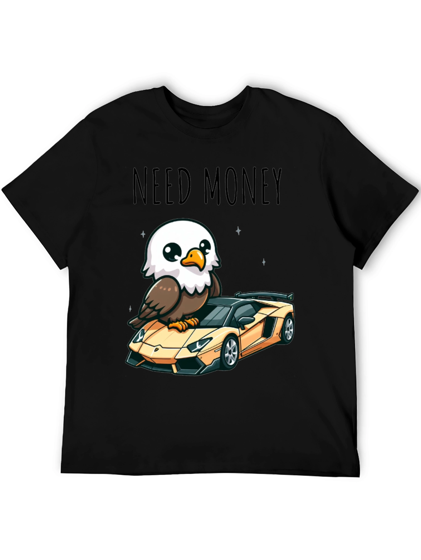 Black Need Money Eagle Car Graphic T-Shirt view 5