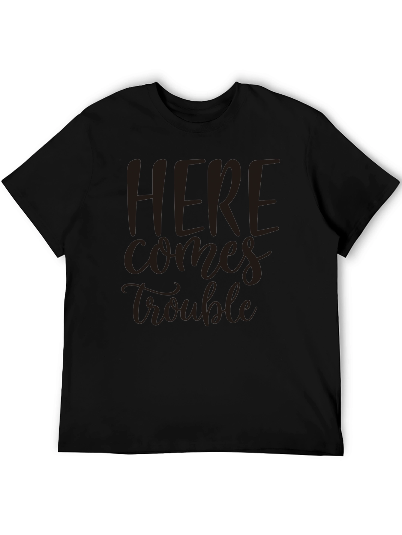 Black Here Comes Trouble Black Crew Neck Tee view 5