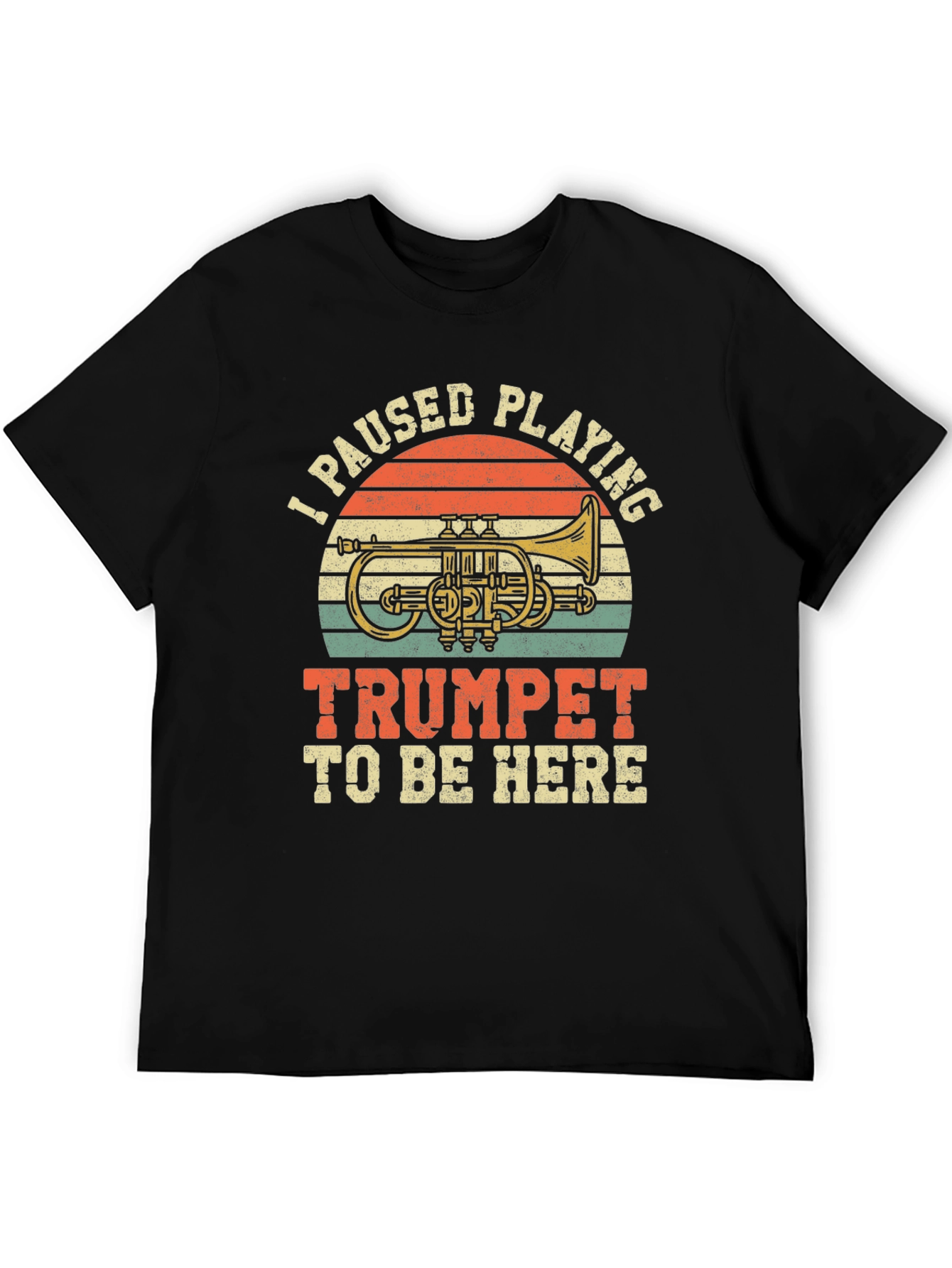 Black I Paused Playing Trumpet T-Shirt view 5
