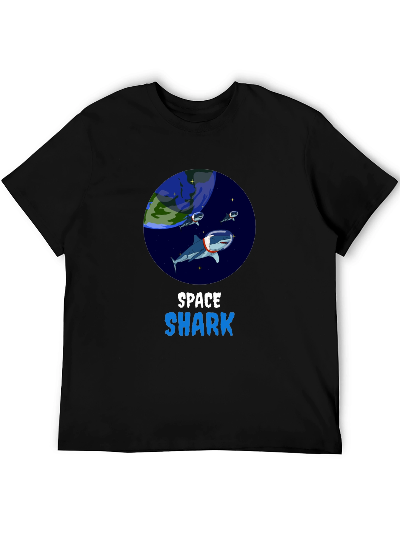Black Space Shark T-Shirt - Novelty Graphic Tee view 5