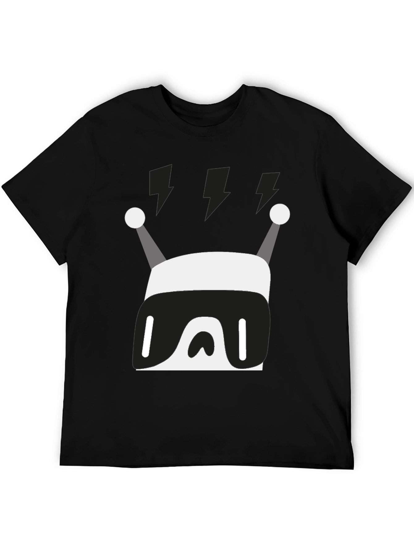 Black Modern Robot Graphic Print Black T-Shirt view 5