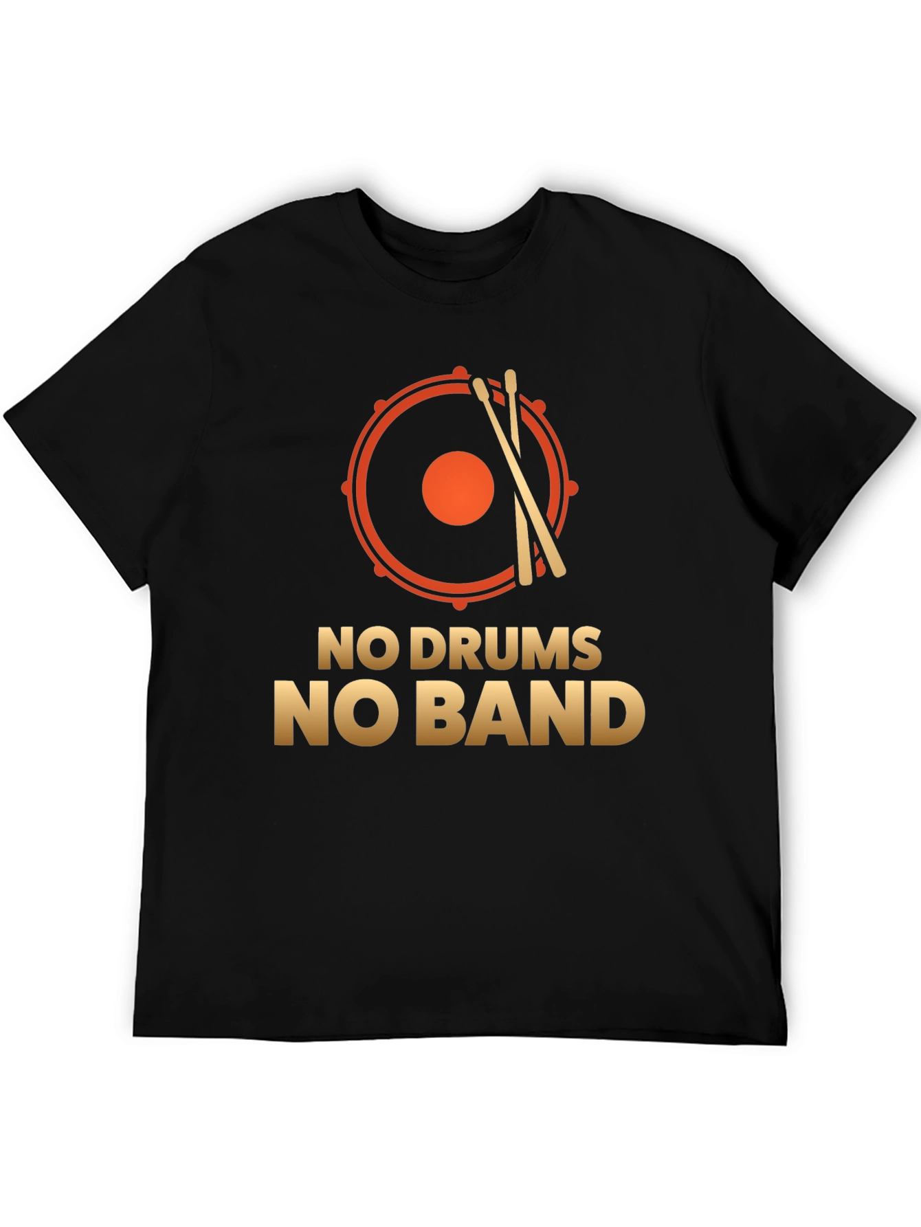 Black No Drums No Band T-Shirt: Music Lover Tee view 5