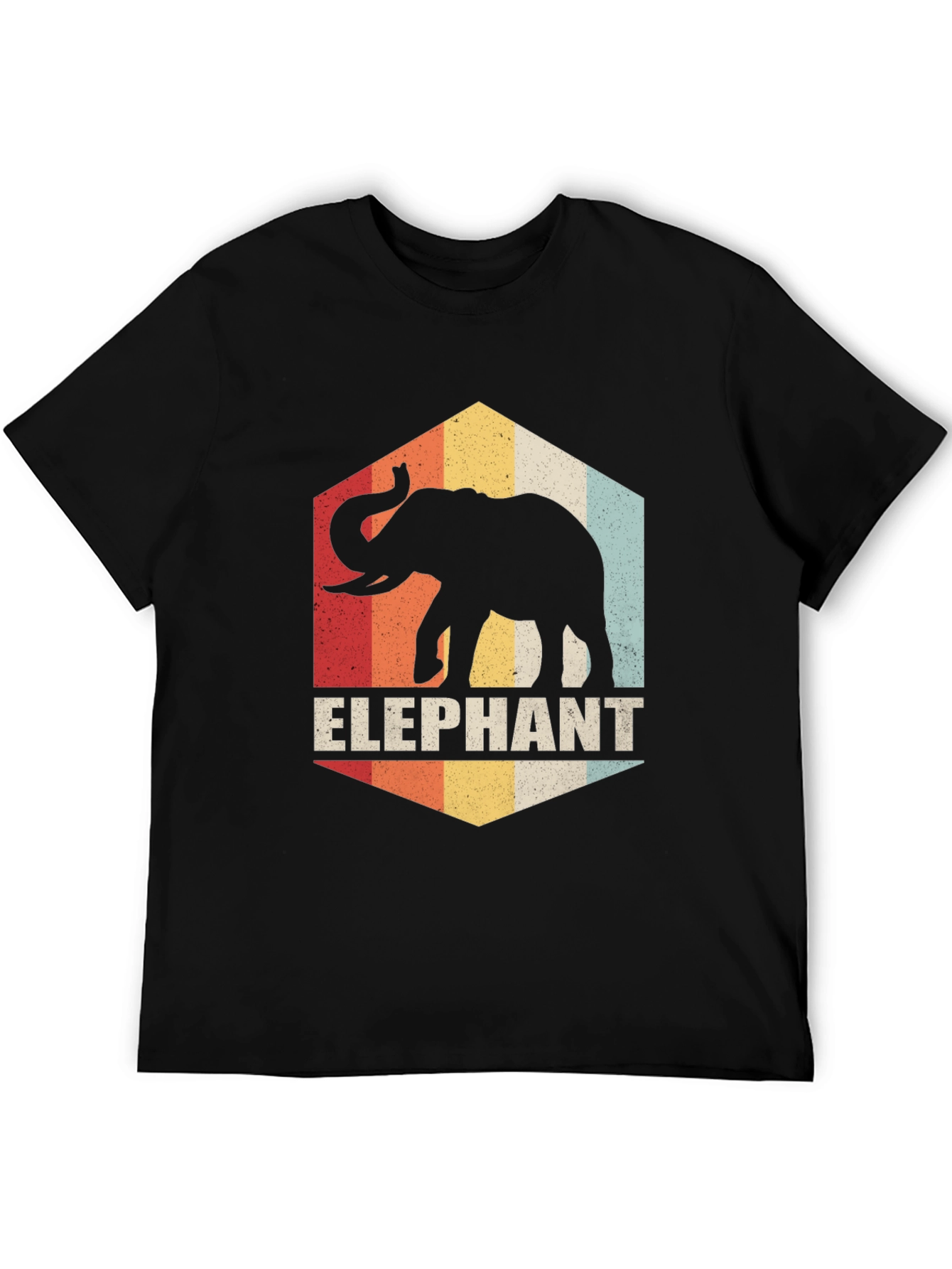 Black Retro Elephant Graphic Tee - Vintage Style Comfort view 5