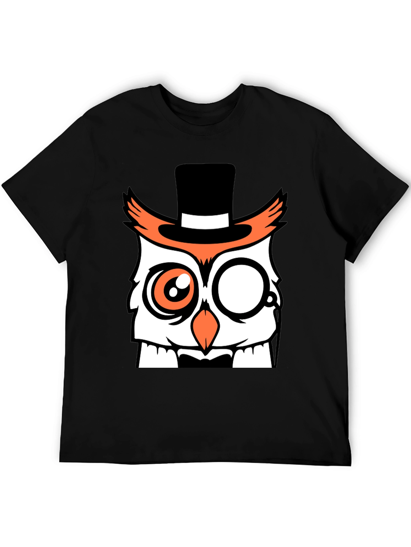Black Dapper Owl T-Shirt - Funny Cartoon Design view 5