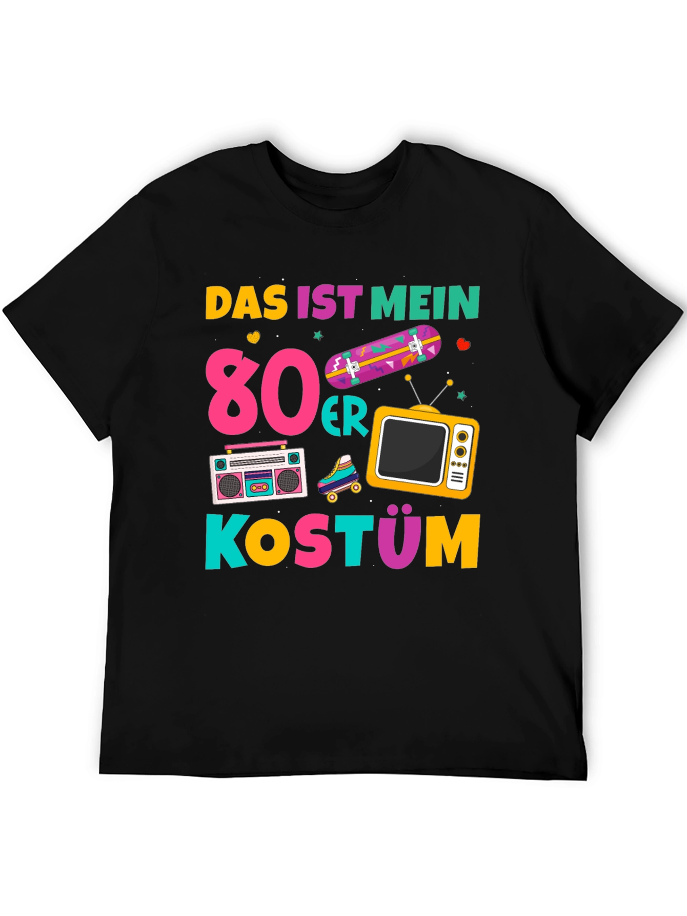 Black 80s Costume T-Shirt - Retro Style view 5