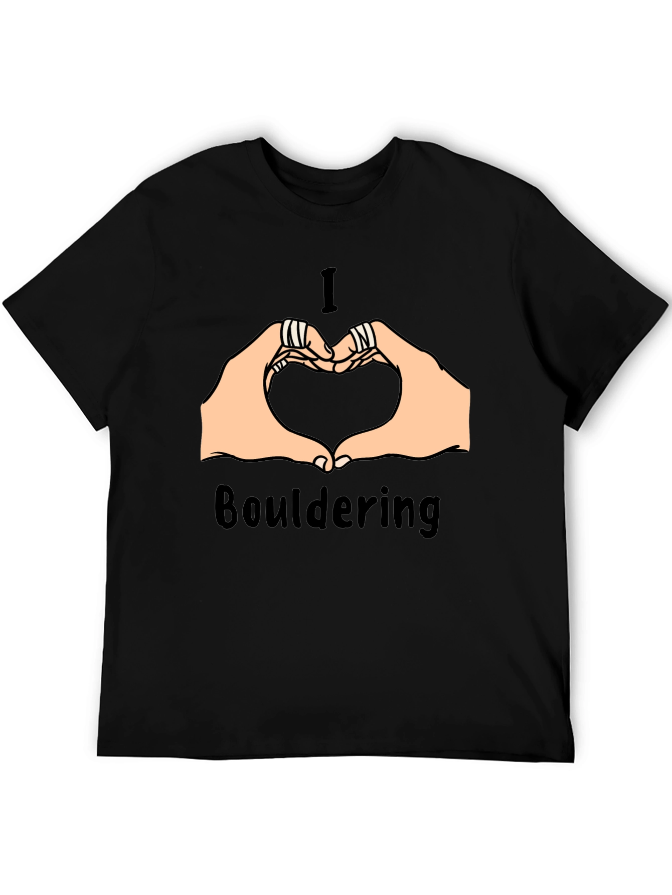 Black I Love Bouldering Heart Hands Graphic Tee view 5