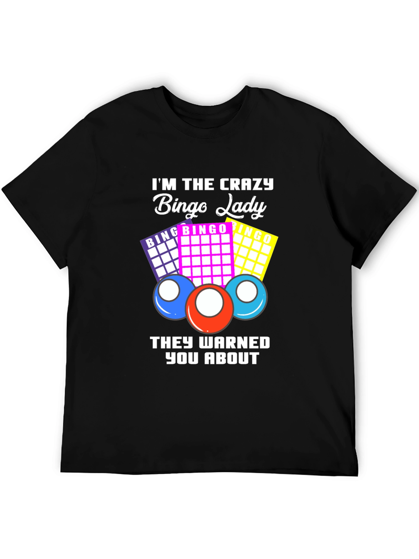 Black Crazy Bingo Lady T-Shirt view 5