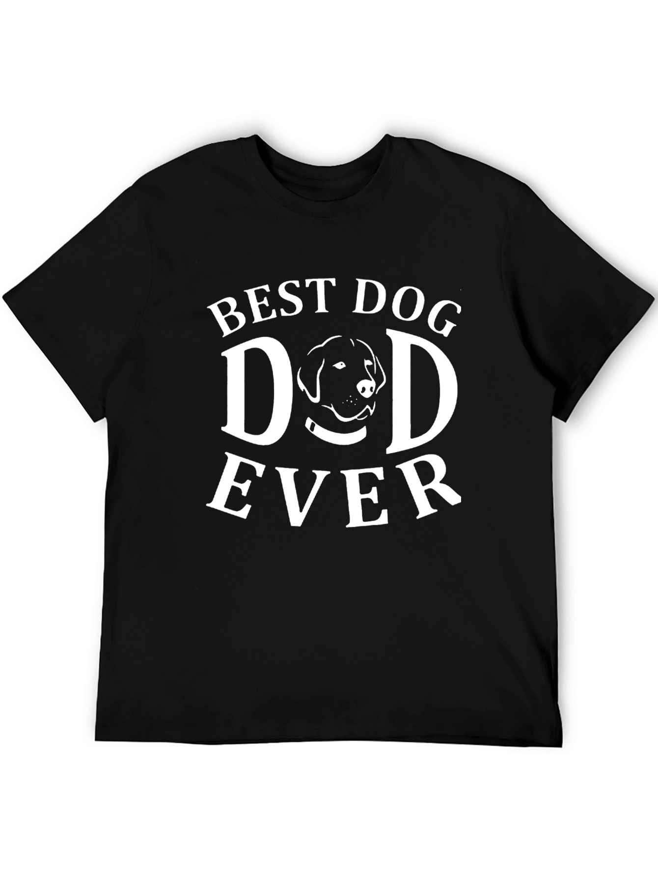 Black Best Dog Dad Ever T-Shirt - Black, Crew Neck, Short Sleeve view 5