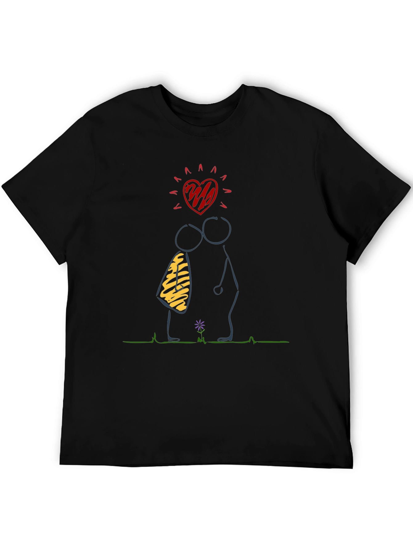 Black Stick Figure Love T-Shirt - Black view 5