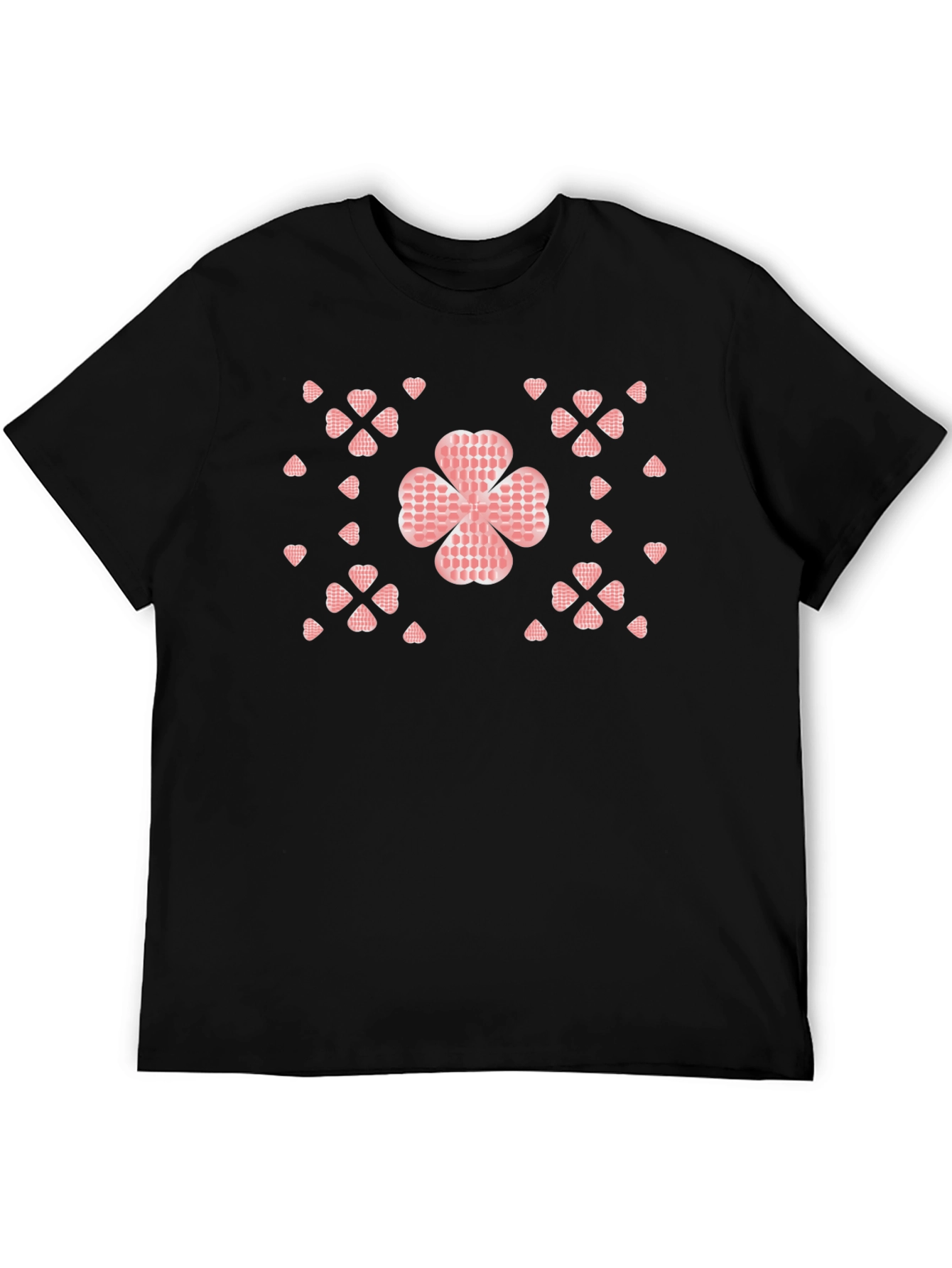 Black Lucky Clover Patterned Black T-Shirt view 5