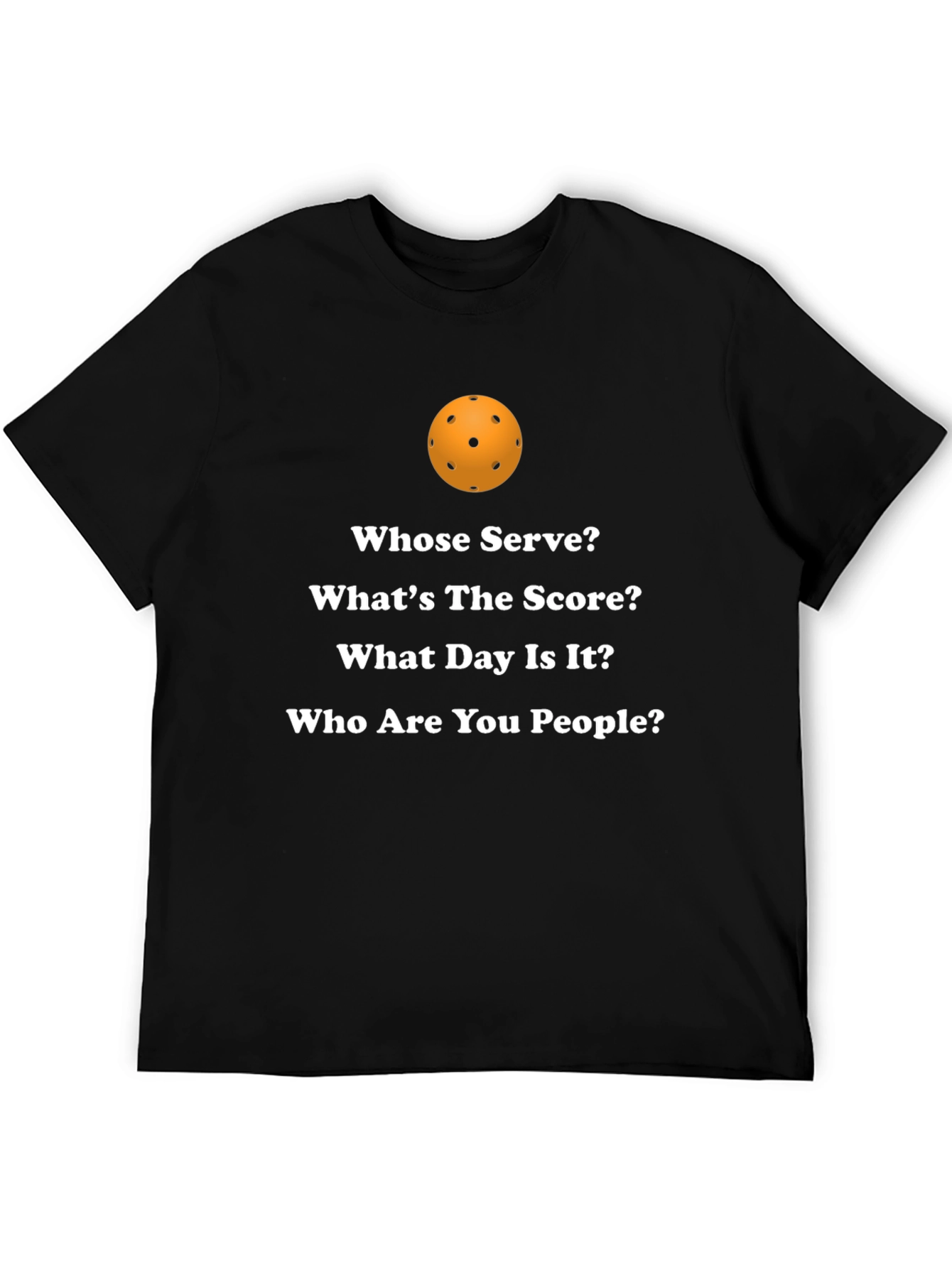 Black Pickleball Questions T-Shirt view 5