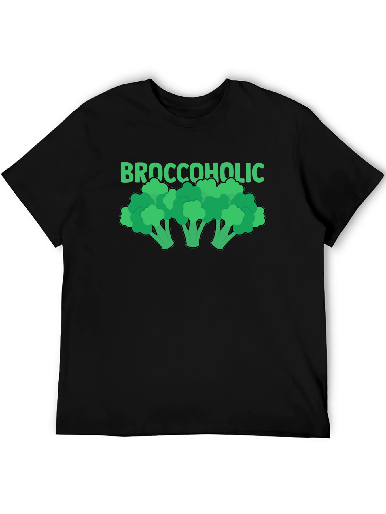 Black Broccoholic T-Shirt - Funny Vegetarian Tee view 5