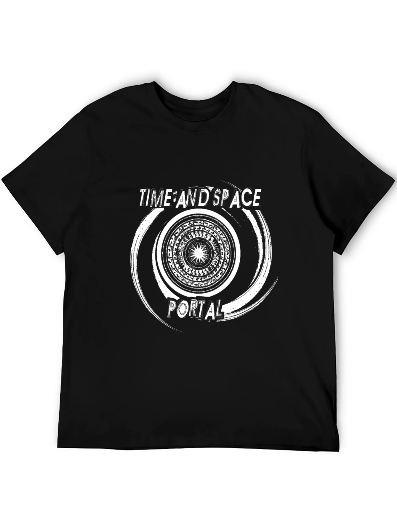 Black Time and Space Portal Black T-Shirt view 5