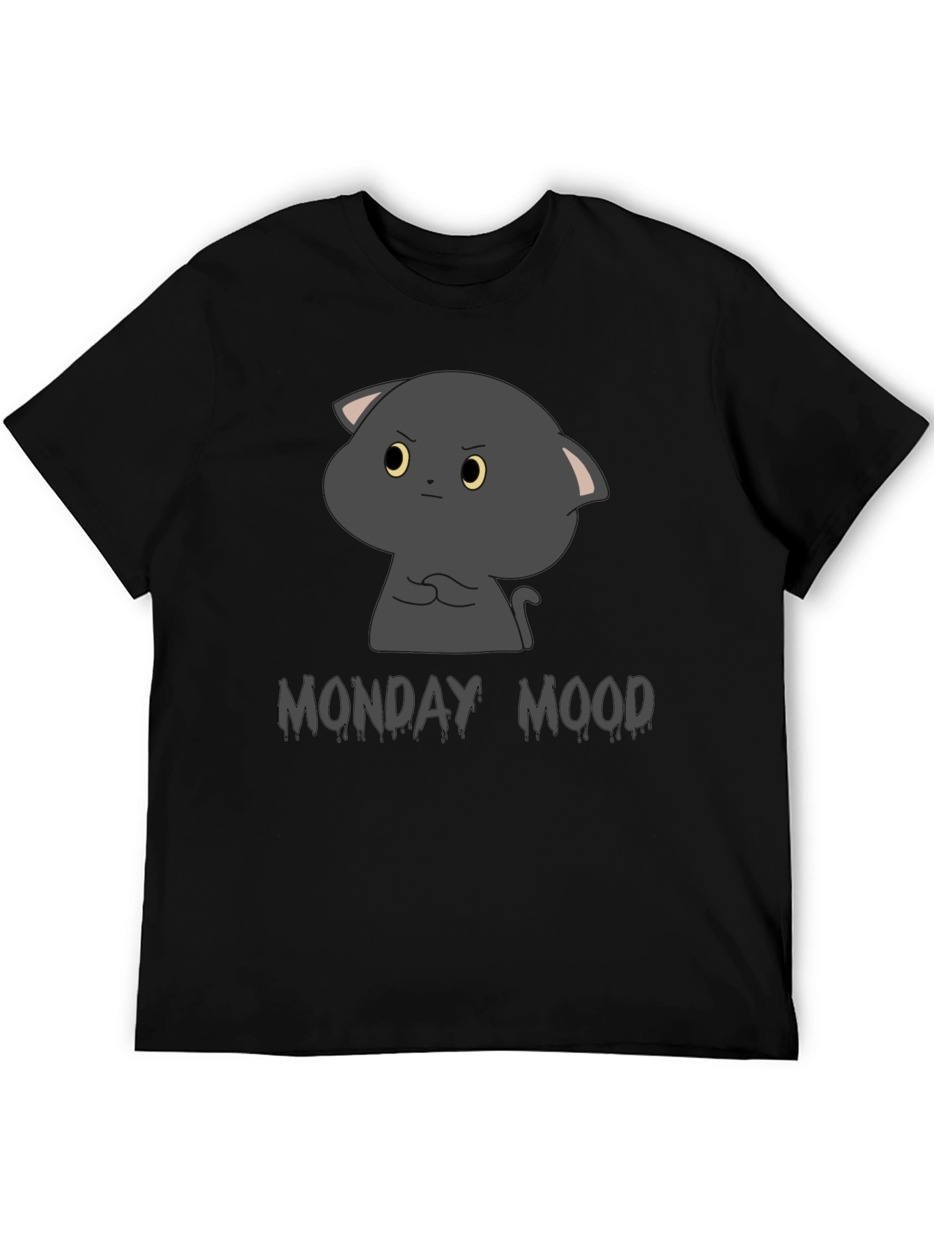 Black Monday Mood Grumpy Cat Black T-Shirt view 5