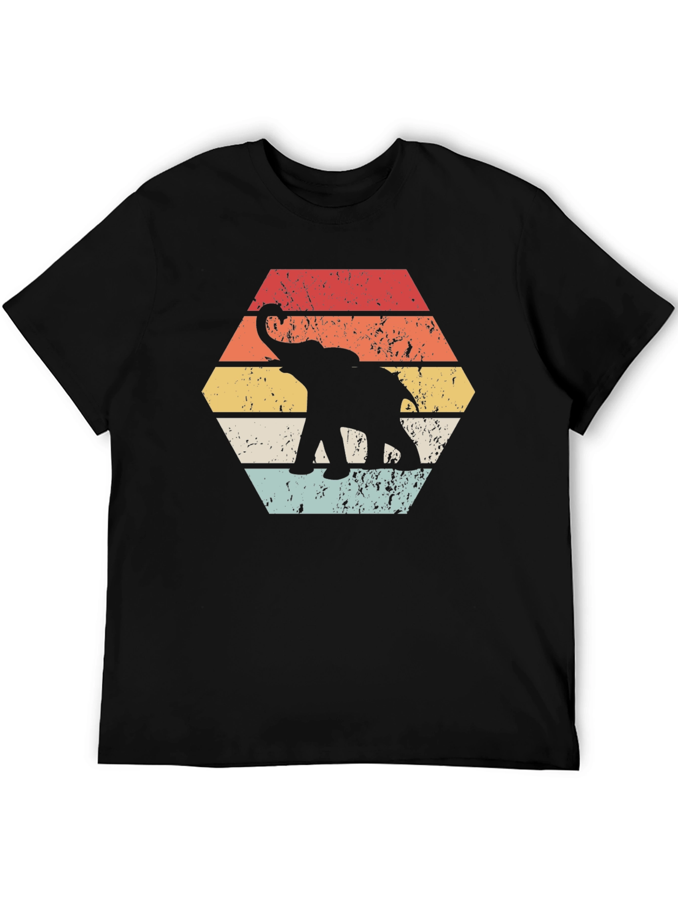 Black Retro Elephant Graphic Tee - Unisex Black T-Shirt view 5