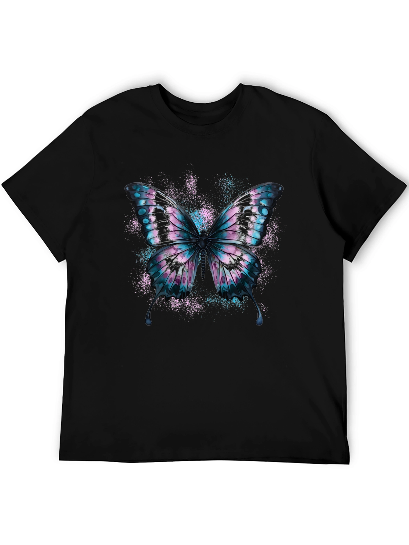 Black Butterfly Graphic Black Cotton T-Shirt view 5