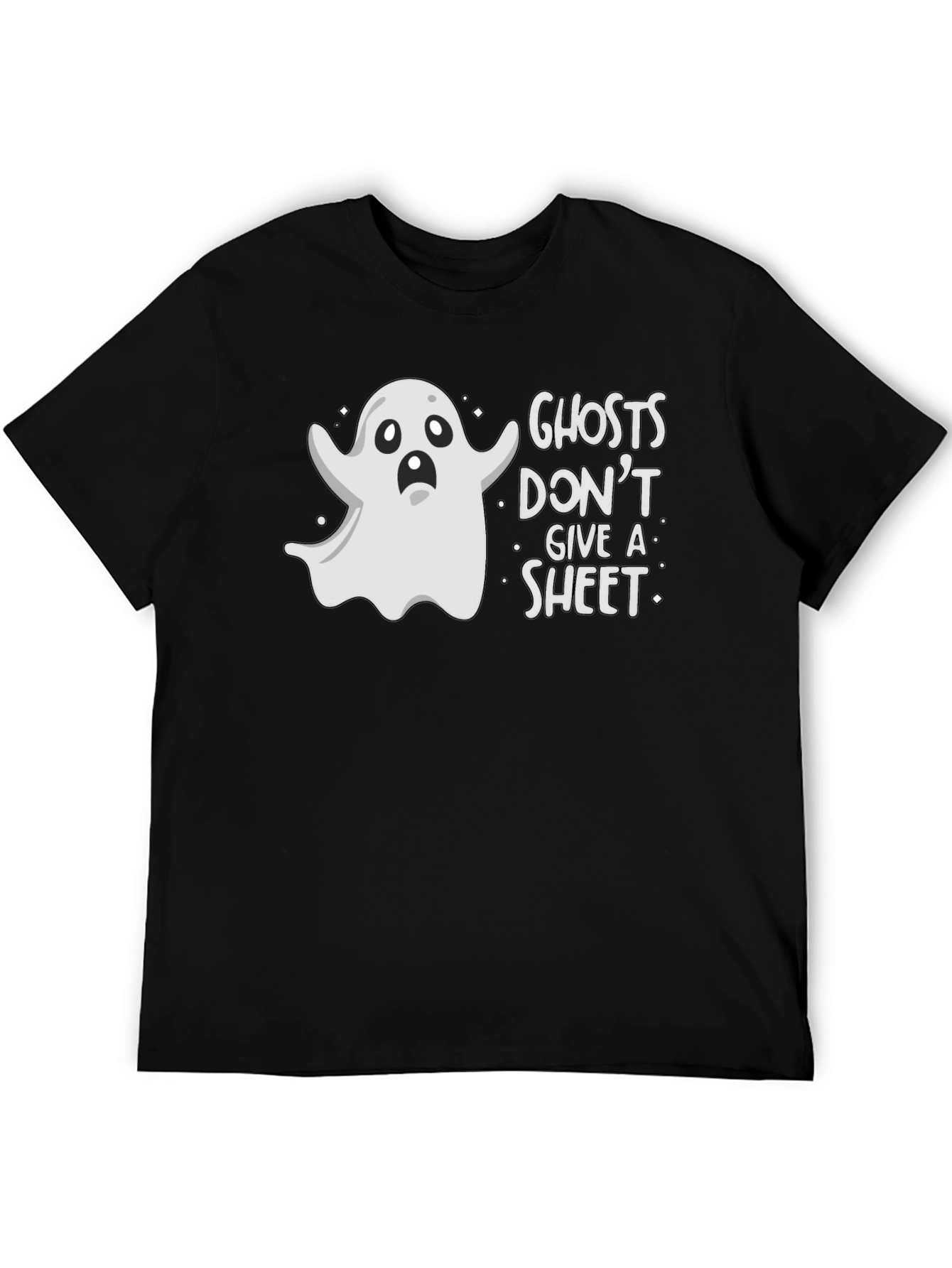 Black Funny Ghosts Don't Give A Sheet Graphic T-Shirt view 5