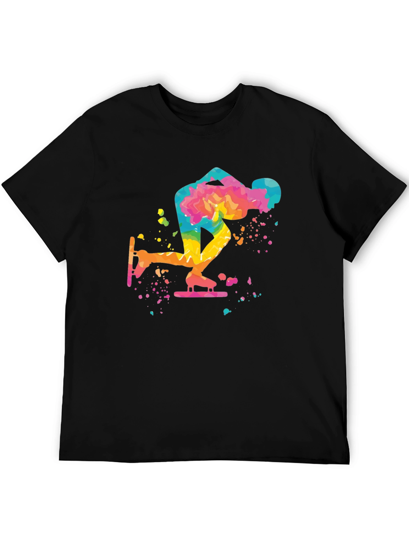 Black Speed Skating T-Shirt - Colorful Design view 5
