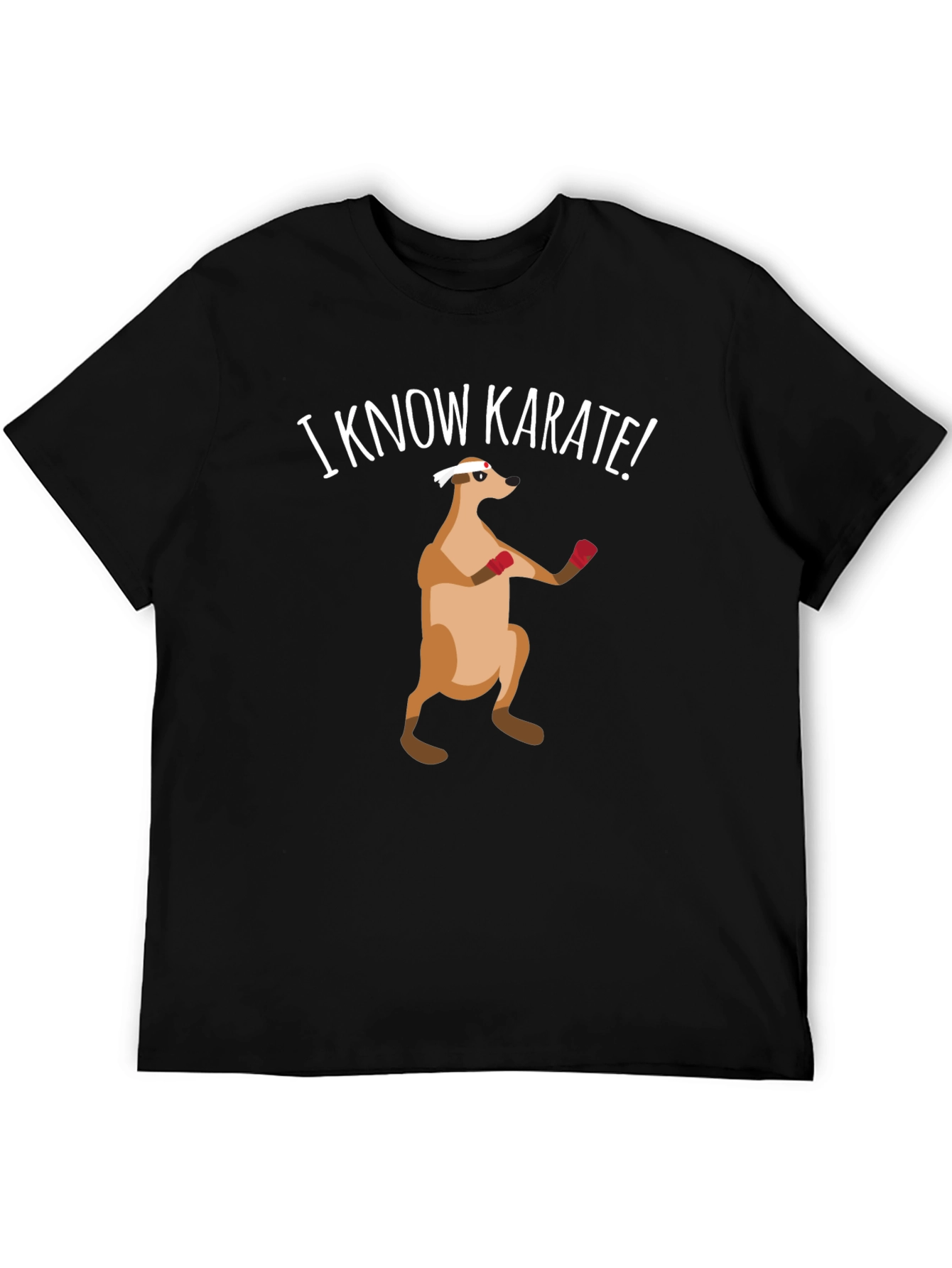 Black Funny Karate Meerkat Black T-Shirt view 5