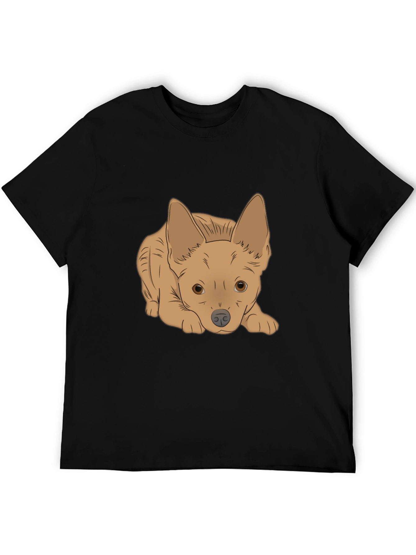 Black Cute Puppy Graphic Tee - Black Cotton T-Shirt view 5