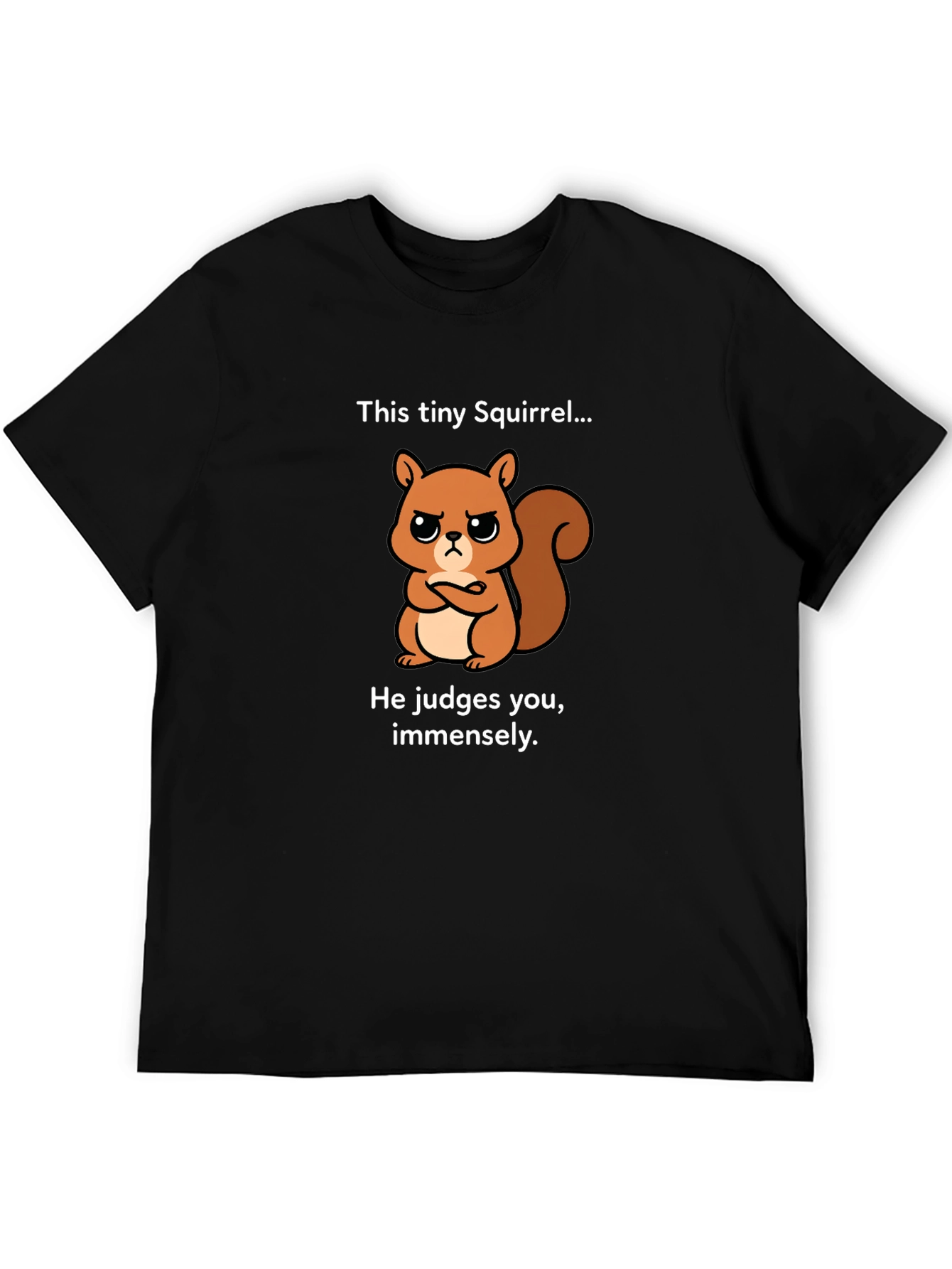 Black Funny Squirrel Graphic T-Shirt - He Judges You view 5