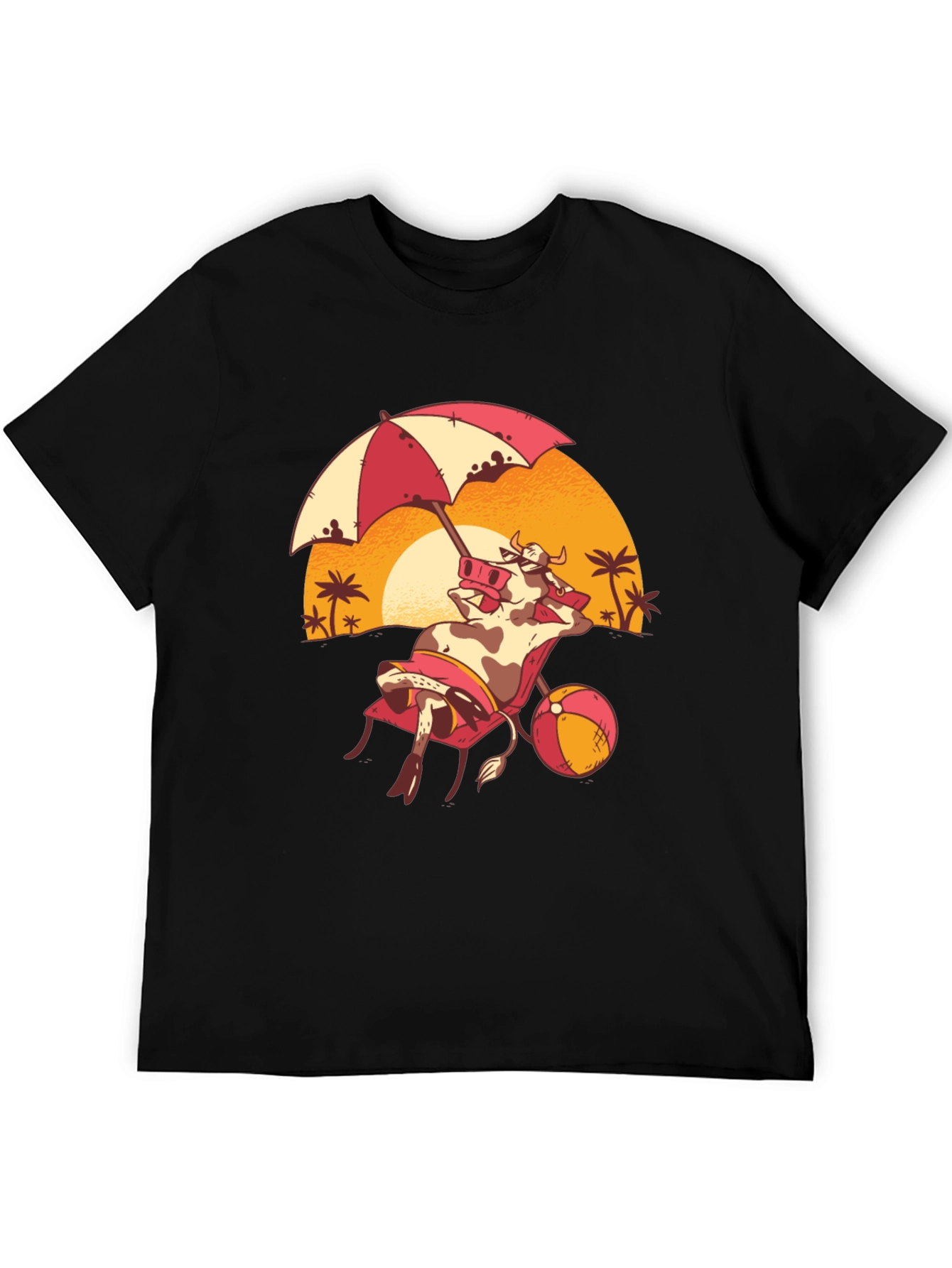 Black Funny Cow Beach T-Shirt - Summer Vacation Tee view 5