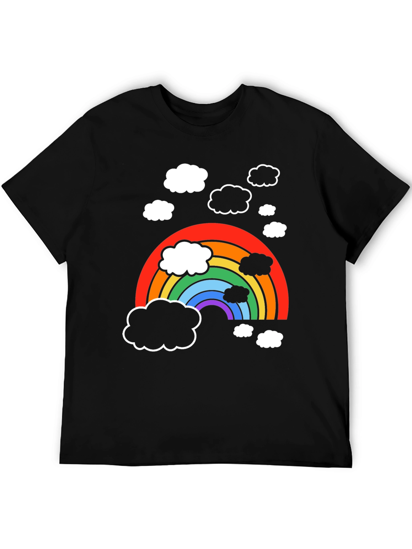 Black Rainbow Cloud Graphic T-Shirt - Soft Cotton Blend view 5