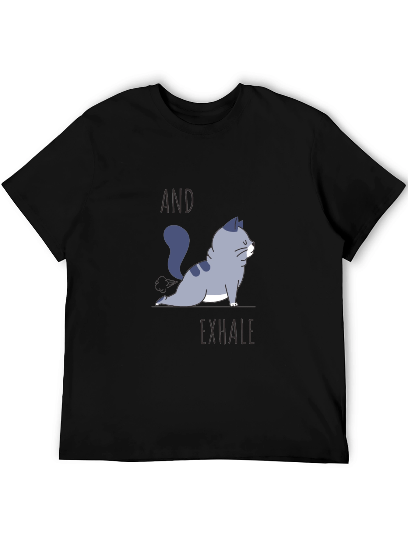 Black Yoga Cat T-Shirt - And Exhale Graphic Tee view 5
