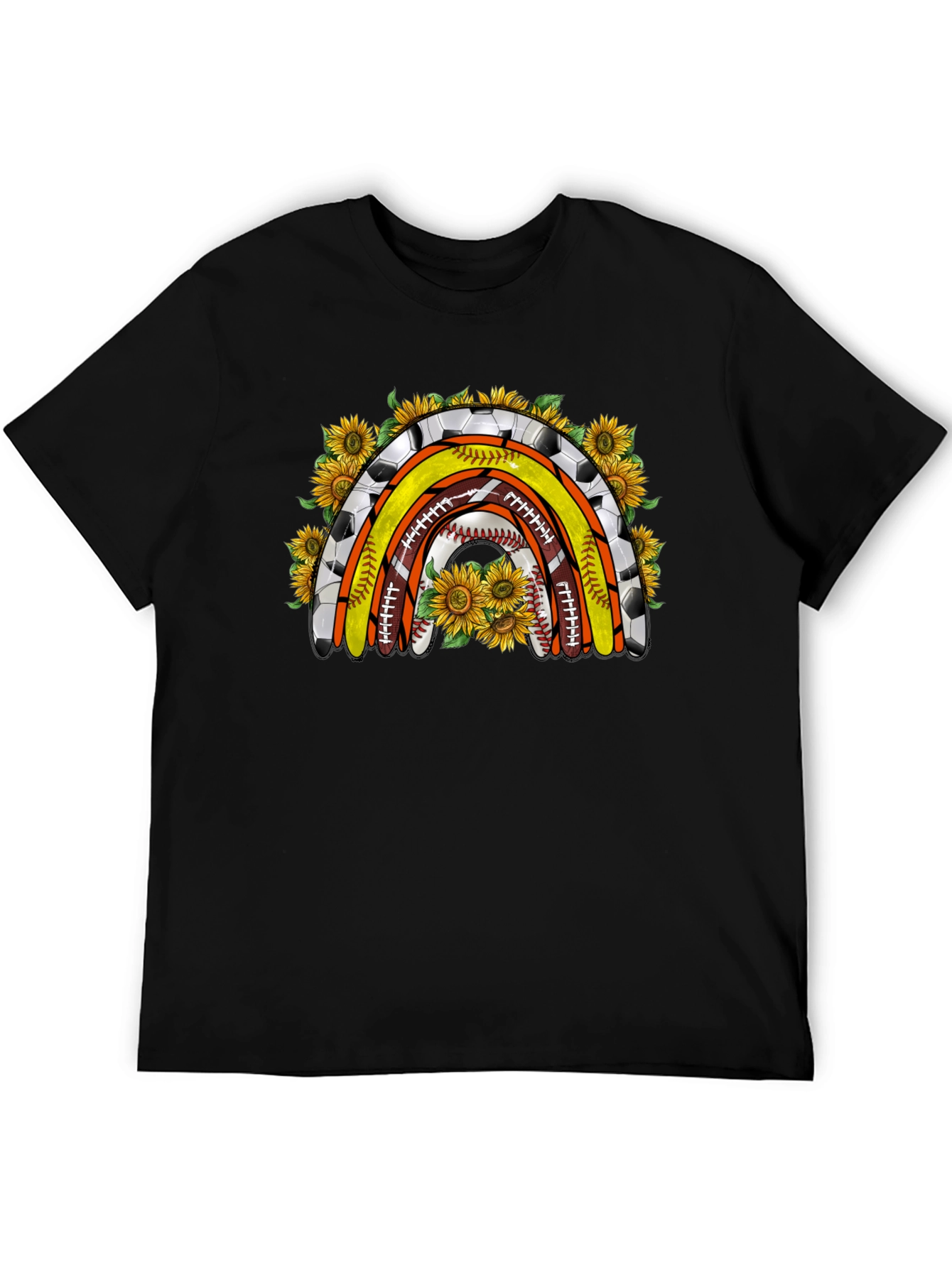 Black Sports Rainbow with Sunflowers T-Shirt view 5