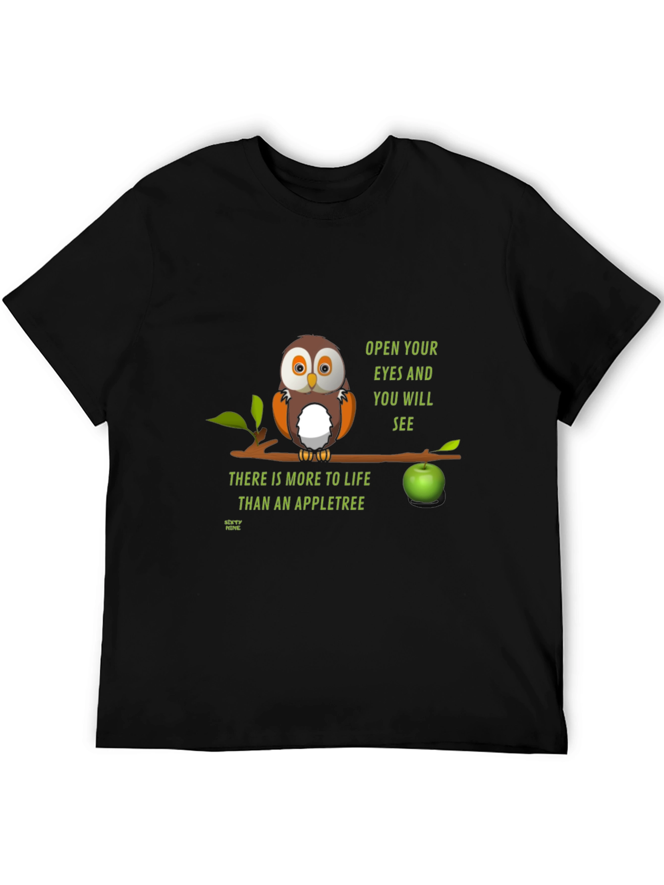 Black Owl Apple Tree Graphic T-Shirt view 5