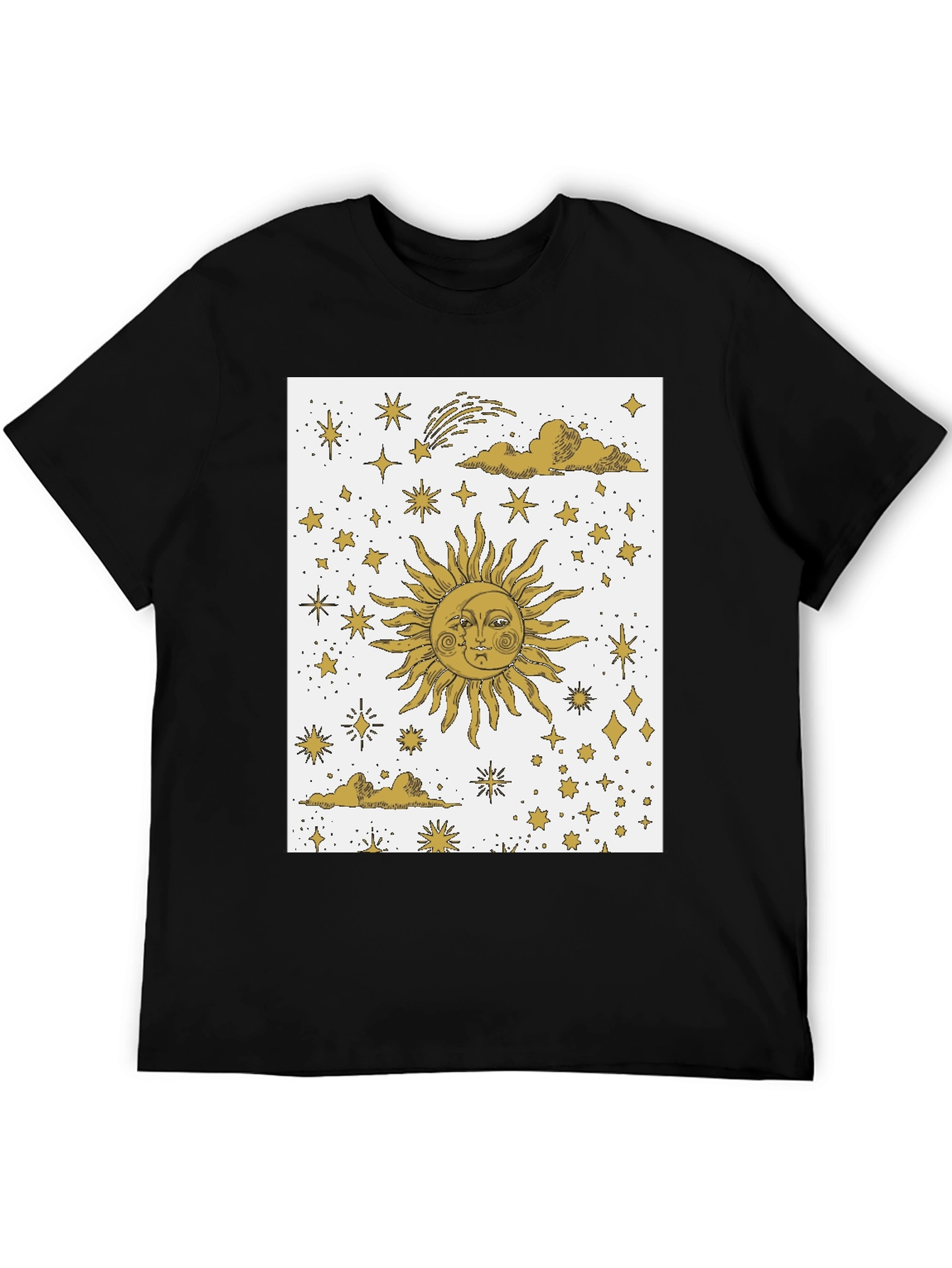 Black Celestial Sun & Moon Graphic Tee - Black Cotton Blend view 5
