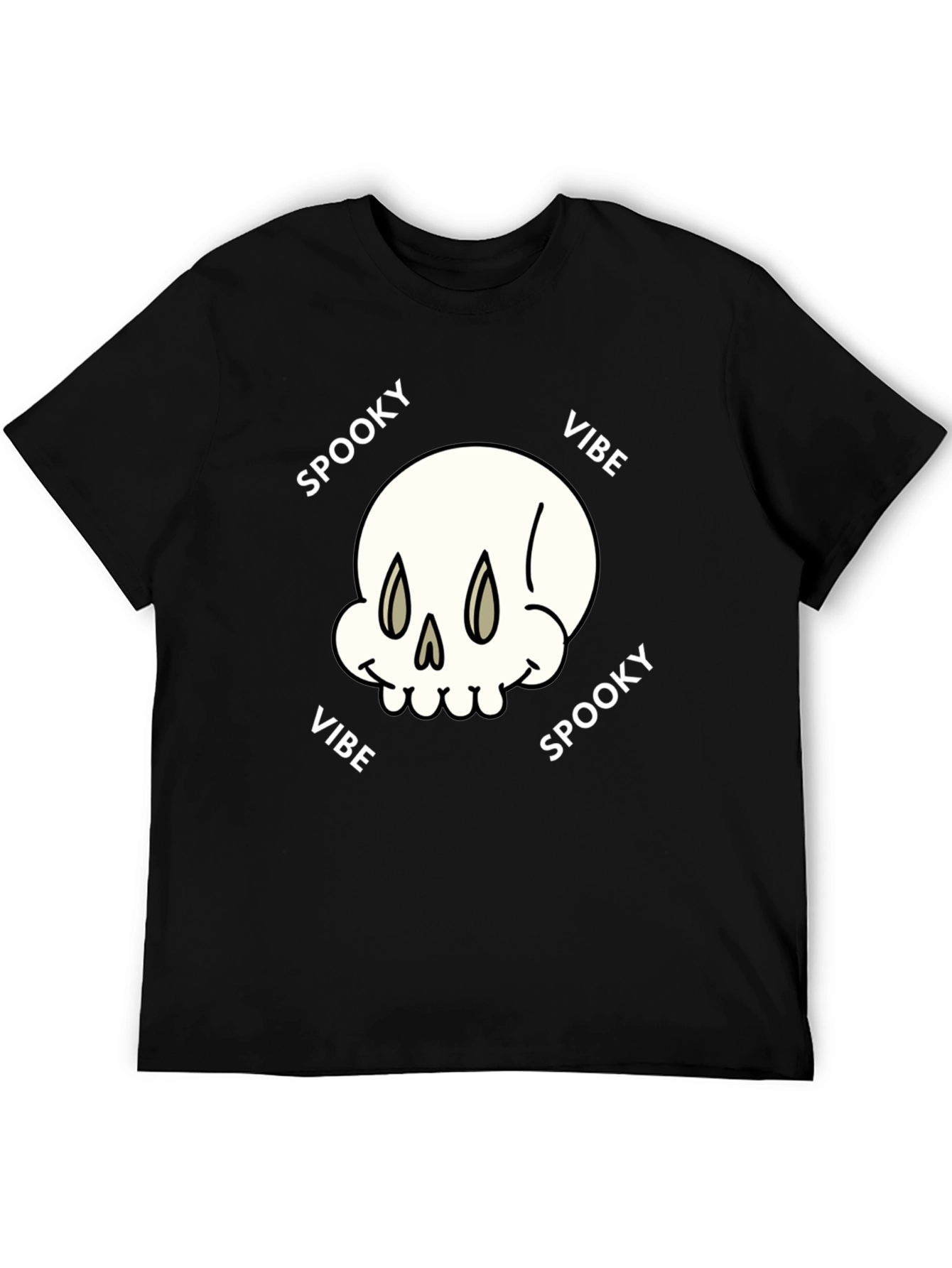 Black Spooky Vibe Graphic Tee - Skull Design view 5