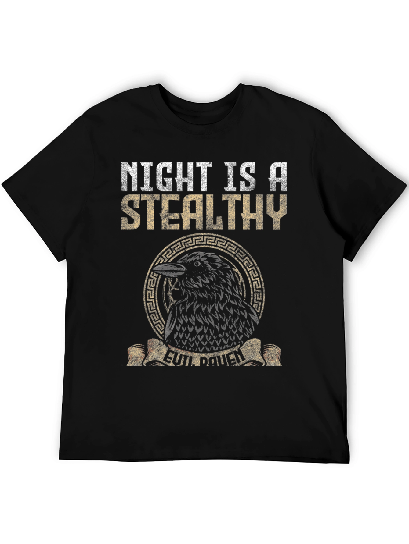 Black Night Raven Graphic Tee - Stealthy Bird Design view 5