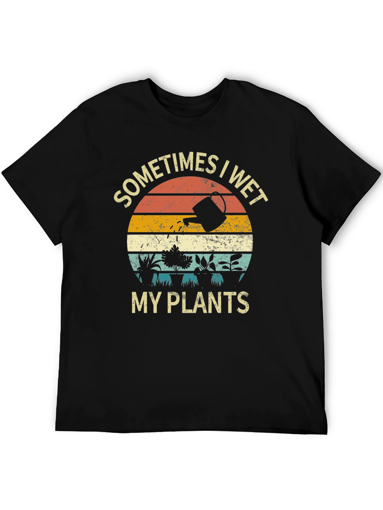 Black Funny "Sometimes I Wet My Plants" Graphic T-Shirt view 5