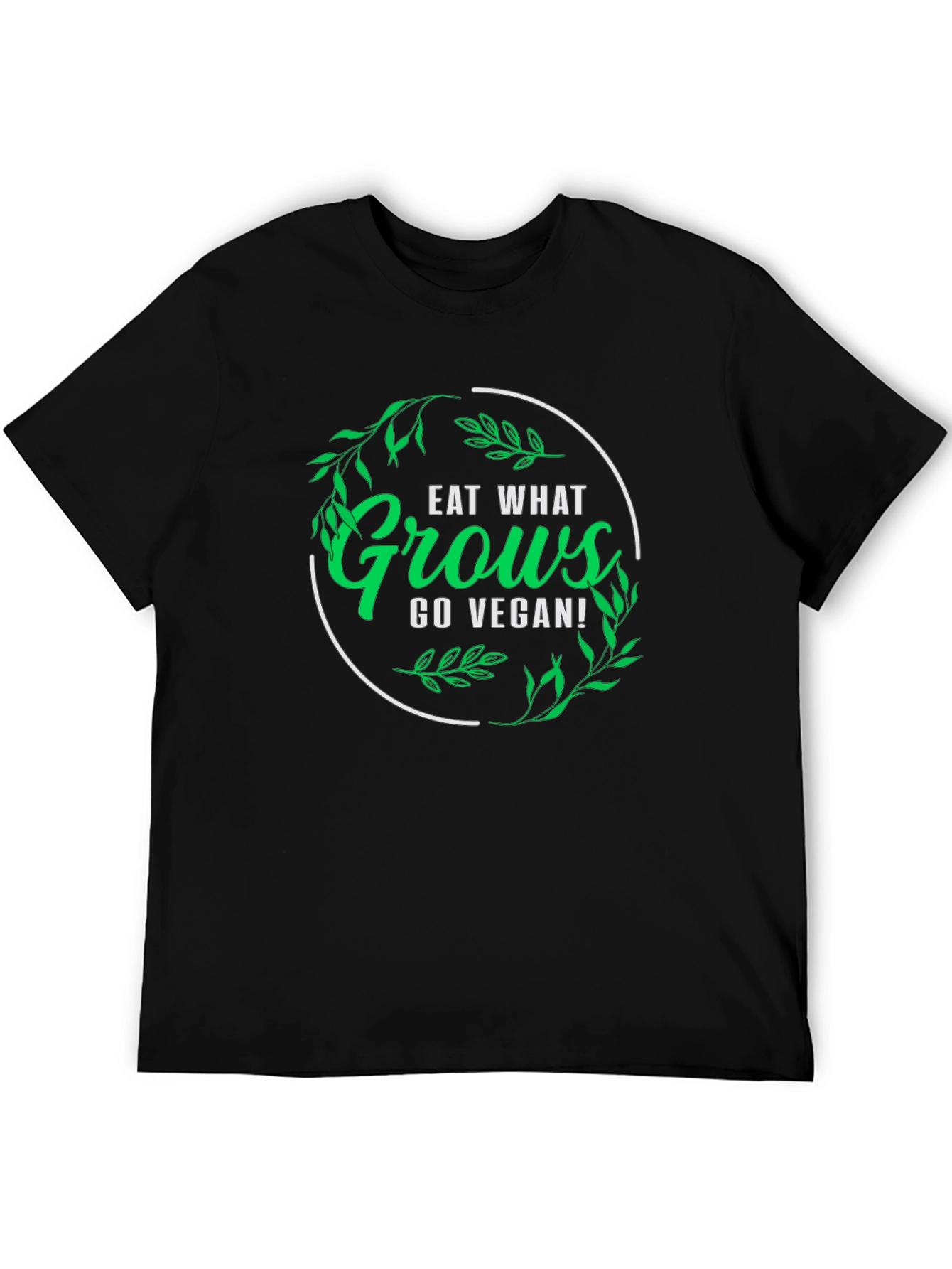 Black Eat What Grows Go Vegan T-Shirt view 5