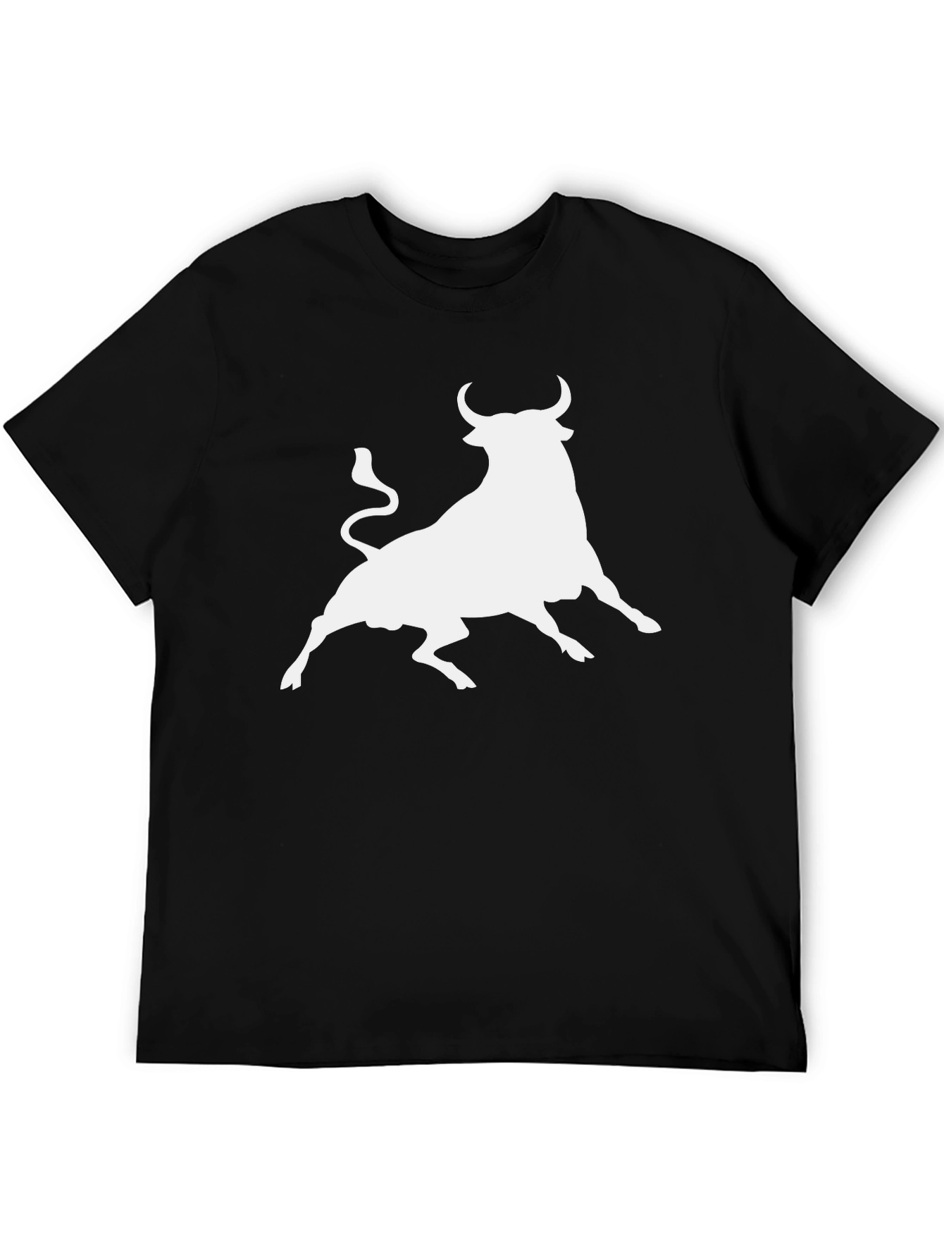 Black Black T-Shirt with White Bull Graphic view 5