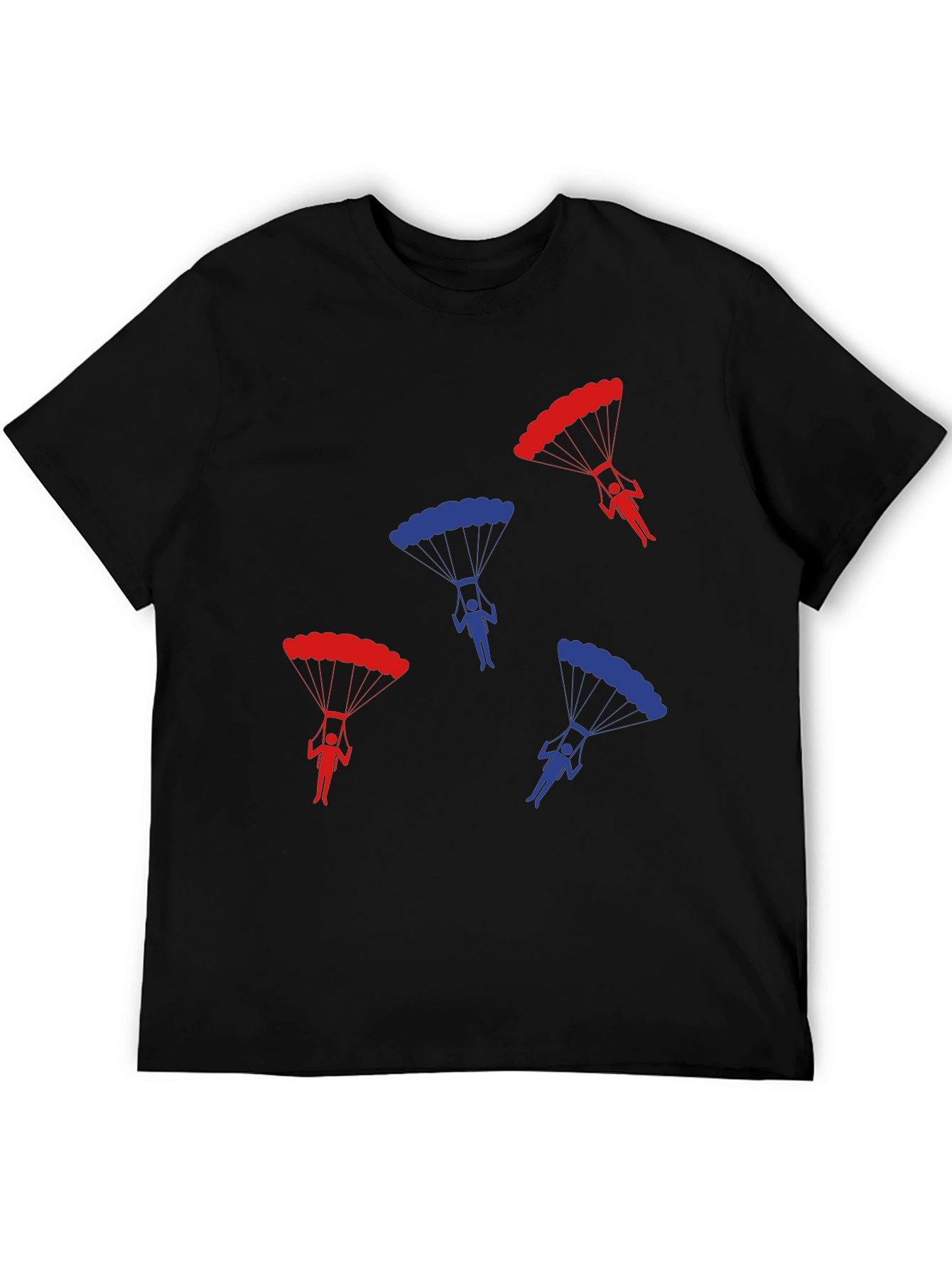 Black Parachute Design Black T-Shirt view 5