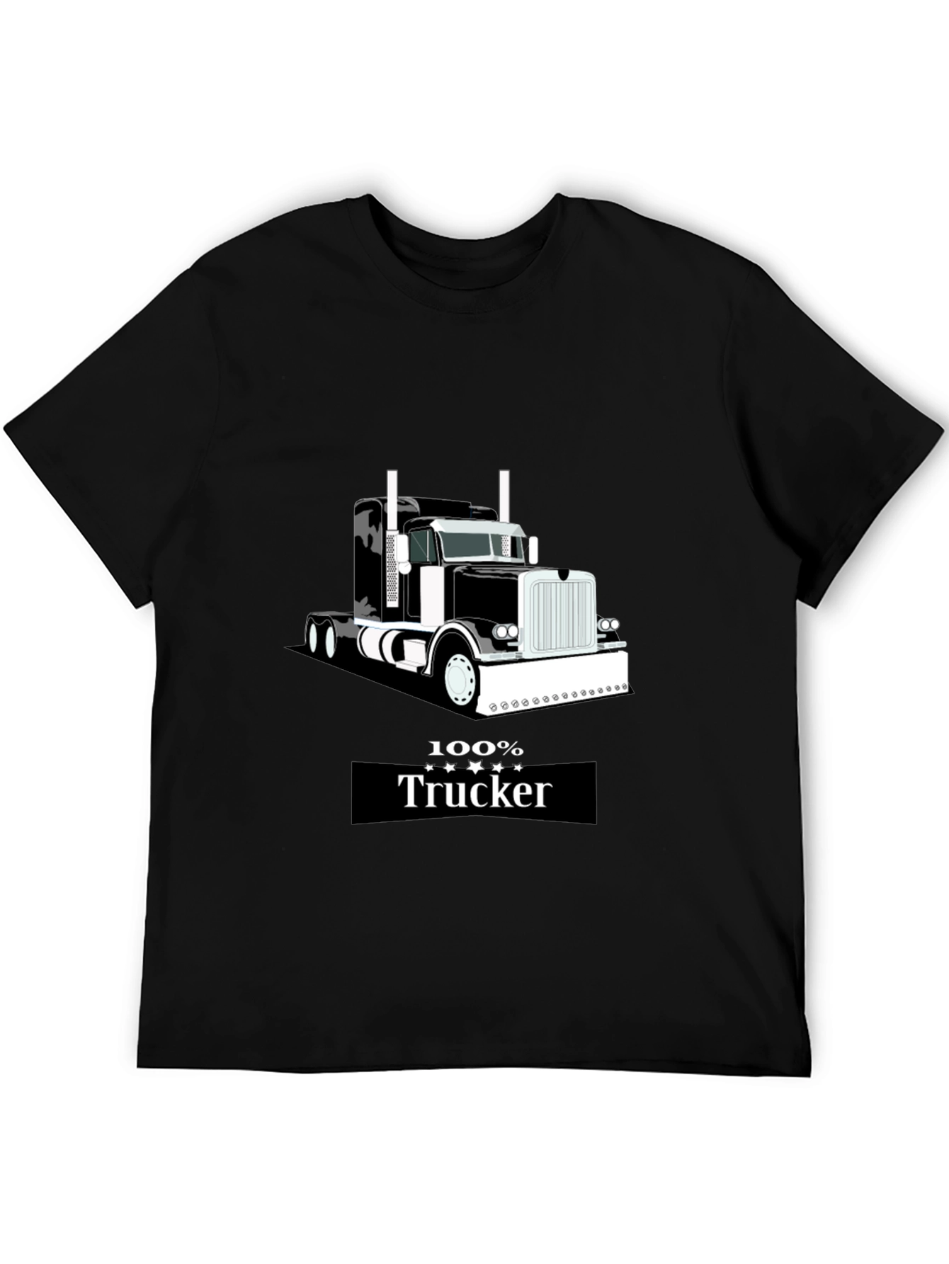 Black 100% Trucker Graphic Tee - Black Cotton Blend view 5
