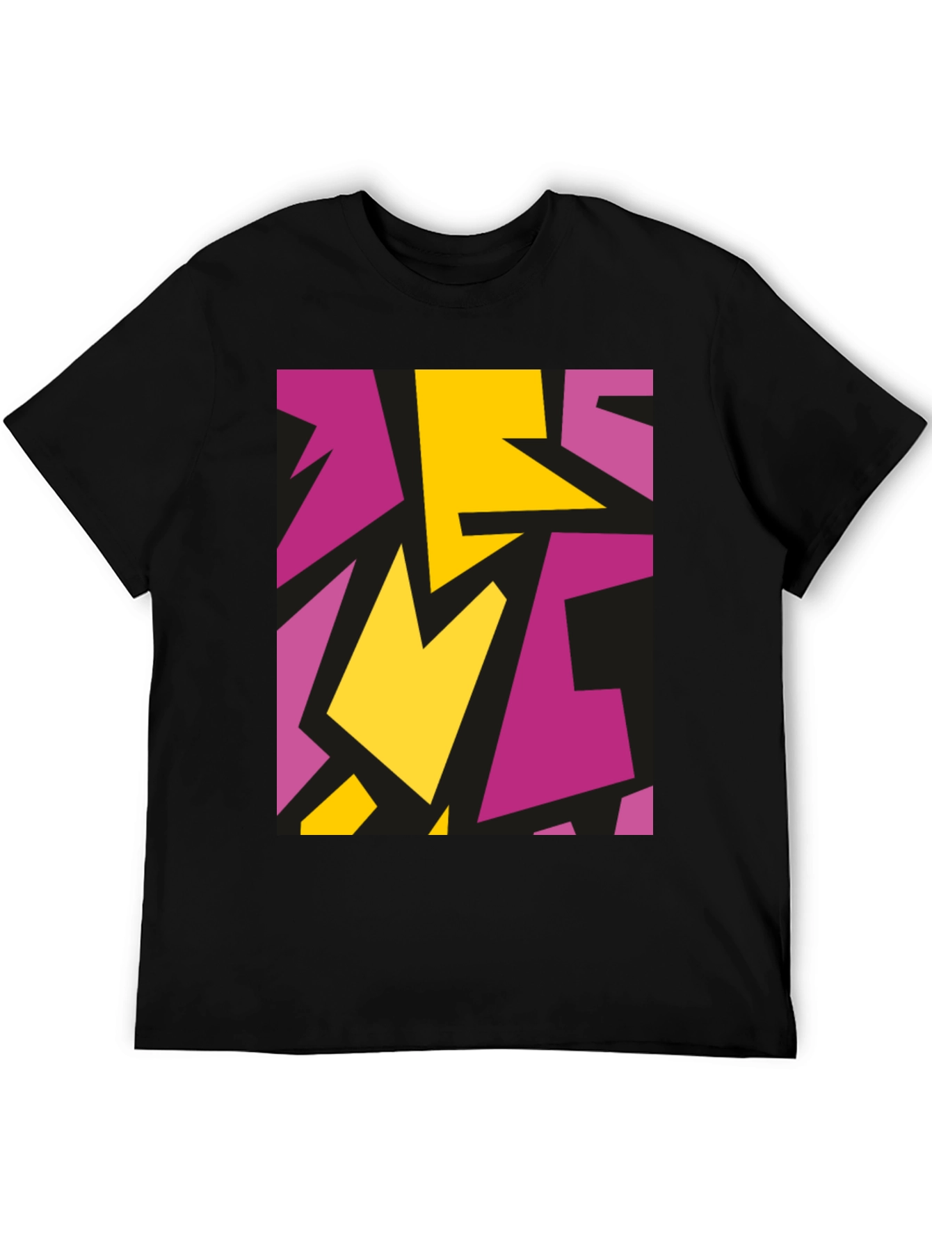 Black Abstract Geometric Design Black T-Shirt view 5