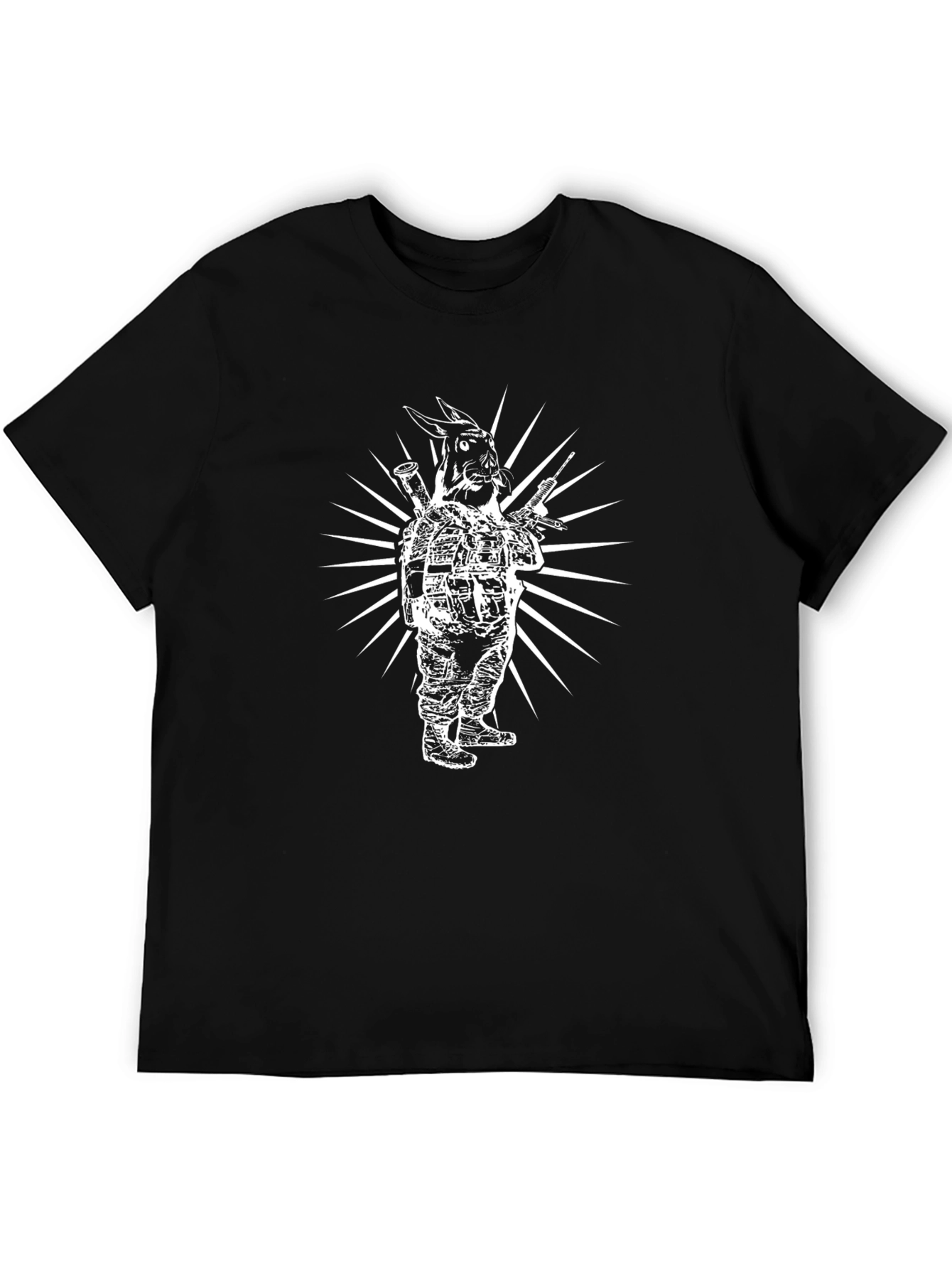Black Tactical Rabbit Graphic T-Shirt - Black Cotton Tee view 5