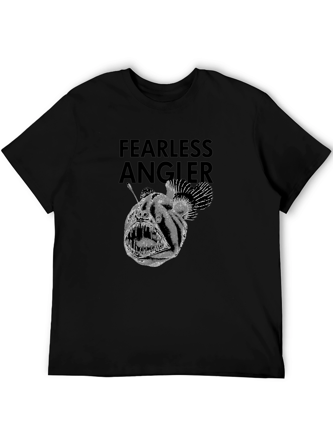Black Fearless Angler Black Graphic T-Shirt view 5